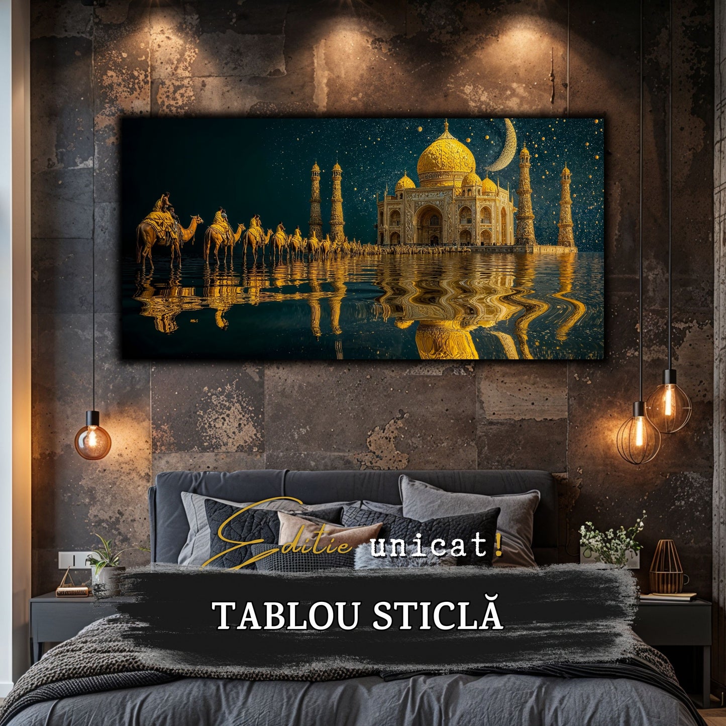 Echoes of Gold - Tablou Sticla - Unicat - no15