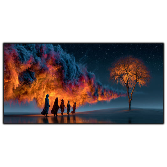 Tablou Sticlă Securizată – Pelerinii arborelui de foc