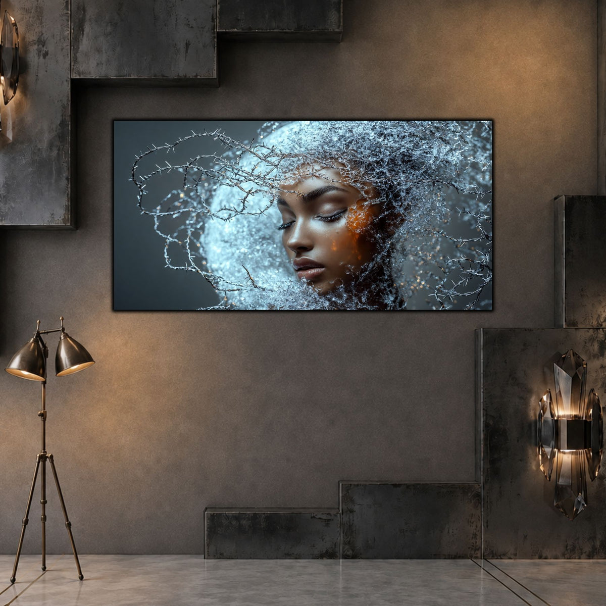 Tablou Decorativ Living Ambră sub Gheață
