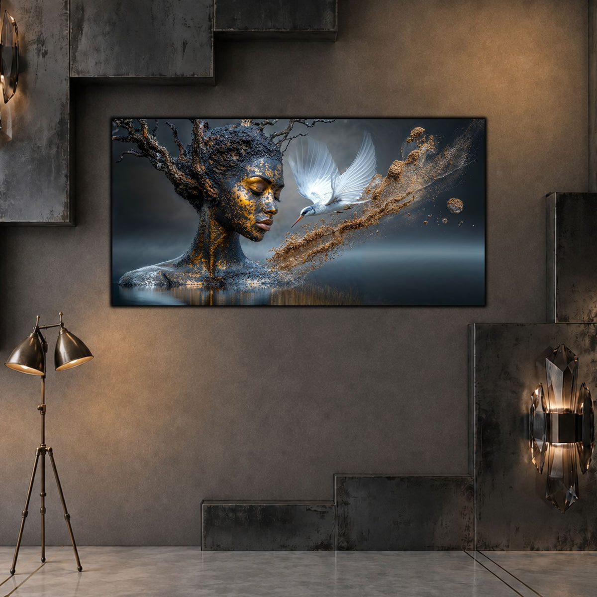 Tablou living modern Pasărea Albă dintre Gânduri
