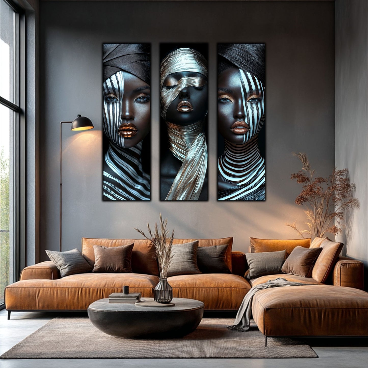 Set 3 Tablouri Decorative pt Living - Print UV pe Sticla - „Silken Silence”