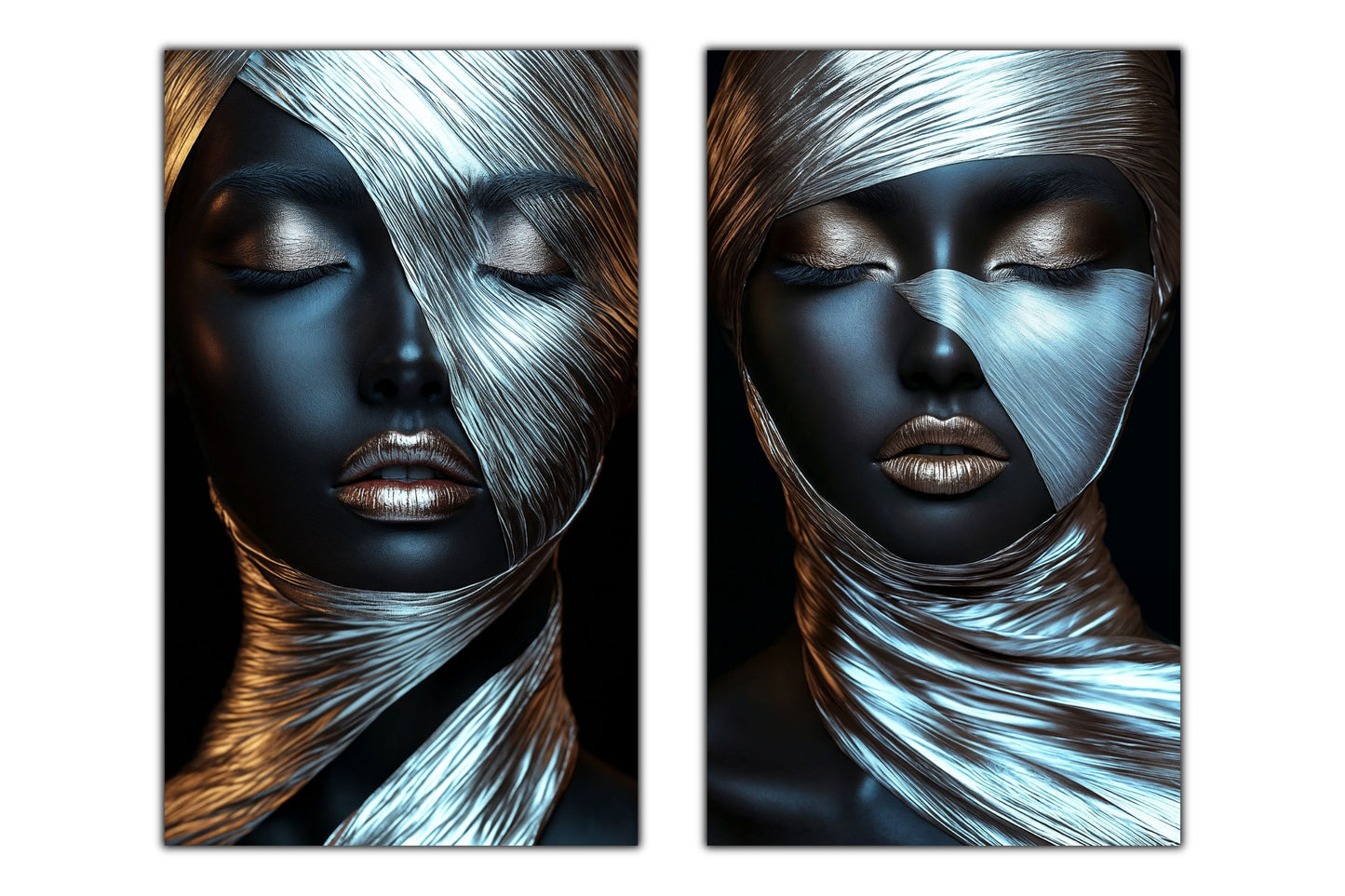 Set 2 Tablouri Decorative pt Living - Print UV pe Sticla - „Silken Silence”