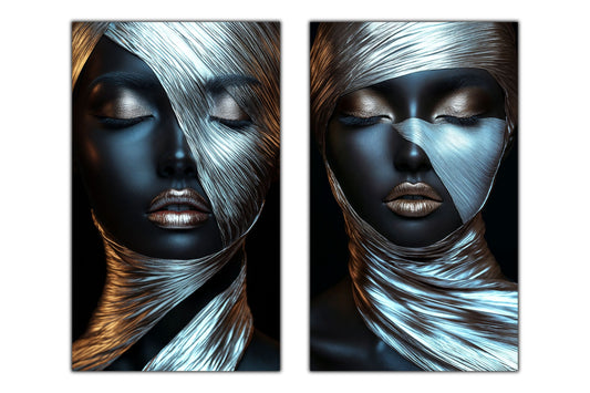 Set 2 Tablouri Decorative pt Living - Print UV pe Sticla - „Silken Silence”