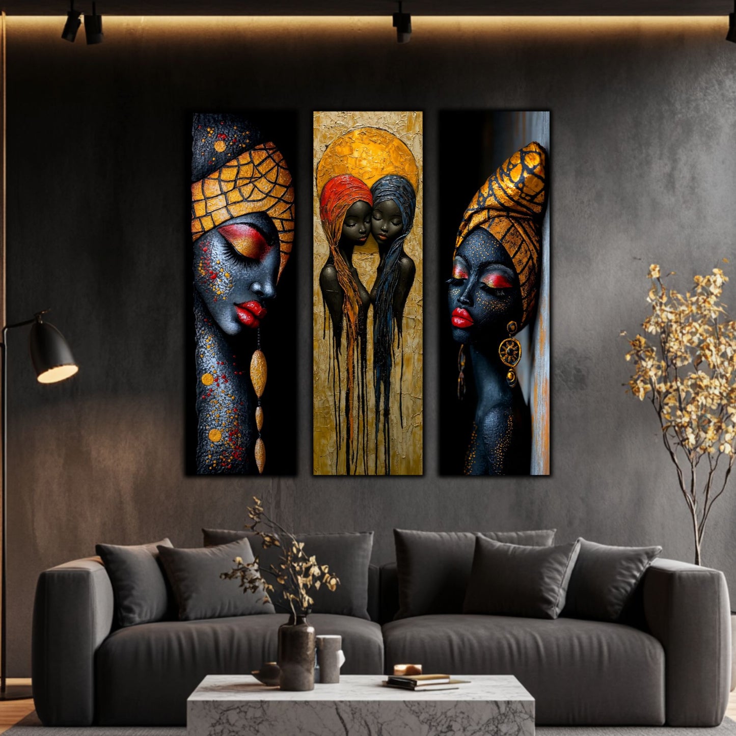 Set Modern de 3 Tablouri pe Sticla Securizata - Decor Elegant pt Living