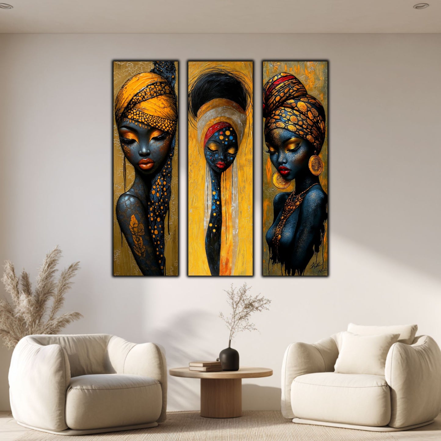Set Modern de 3 Tablouri pe Sticla Securizata - Decor Elegant pt Living