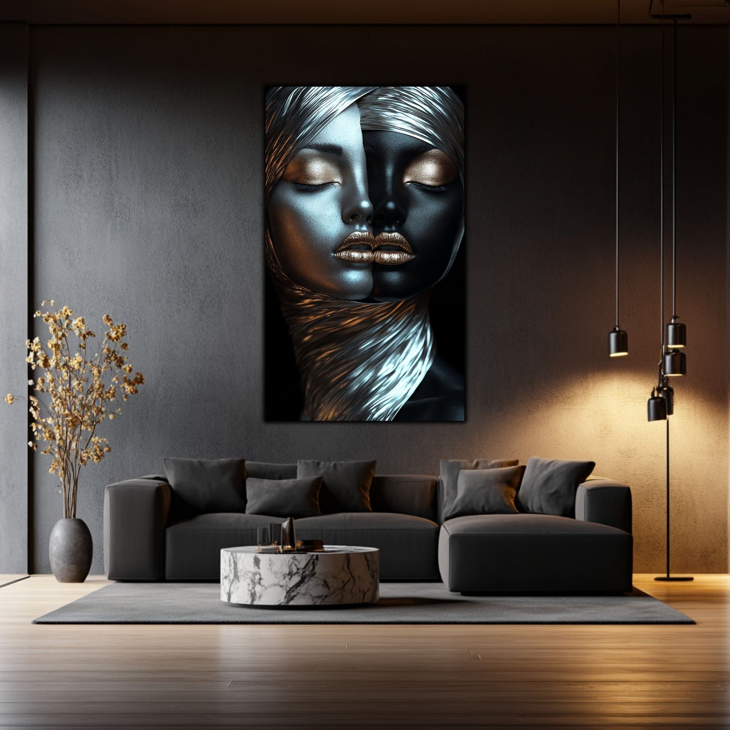 Tablou Decorativ pt Living - Print UV pe Sticla - „Silken Silence” - No06