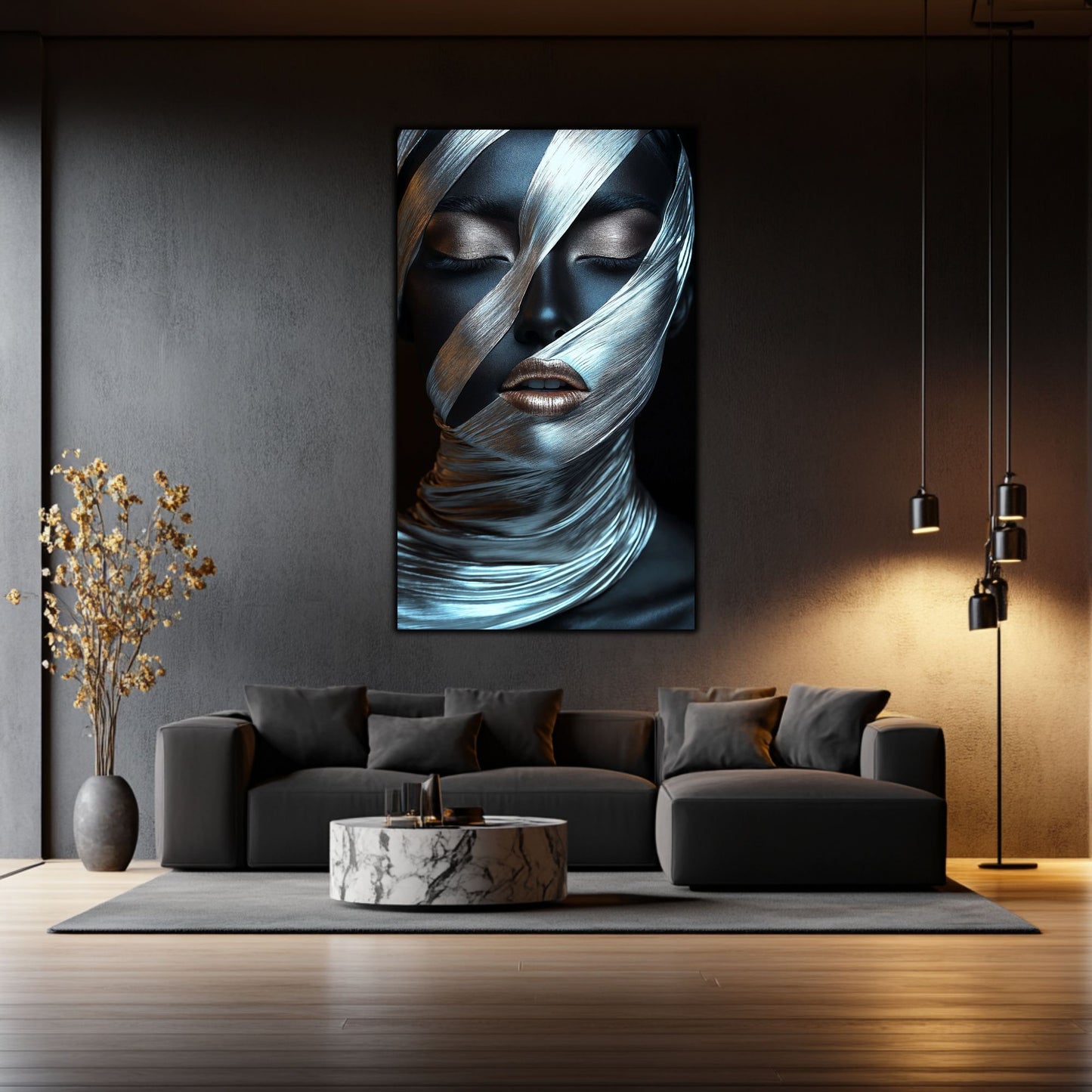 Tablou Decorativ pt Living - Print UV pe Sticla - „Silken Silence” - No05