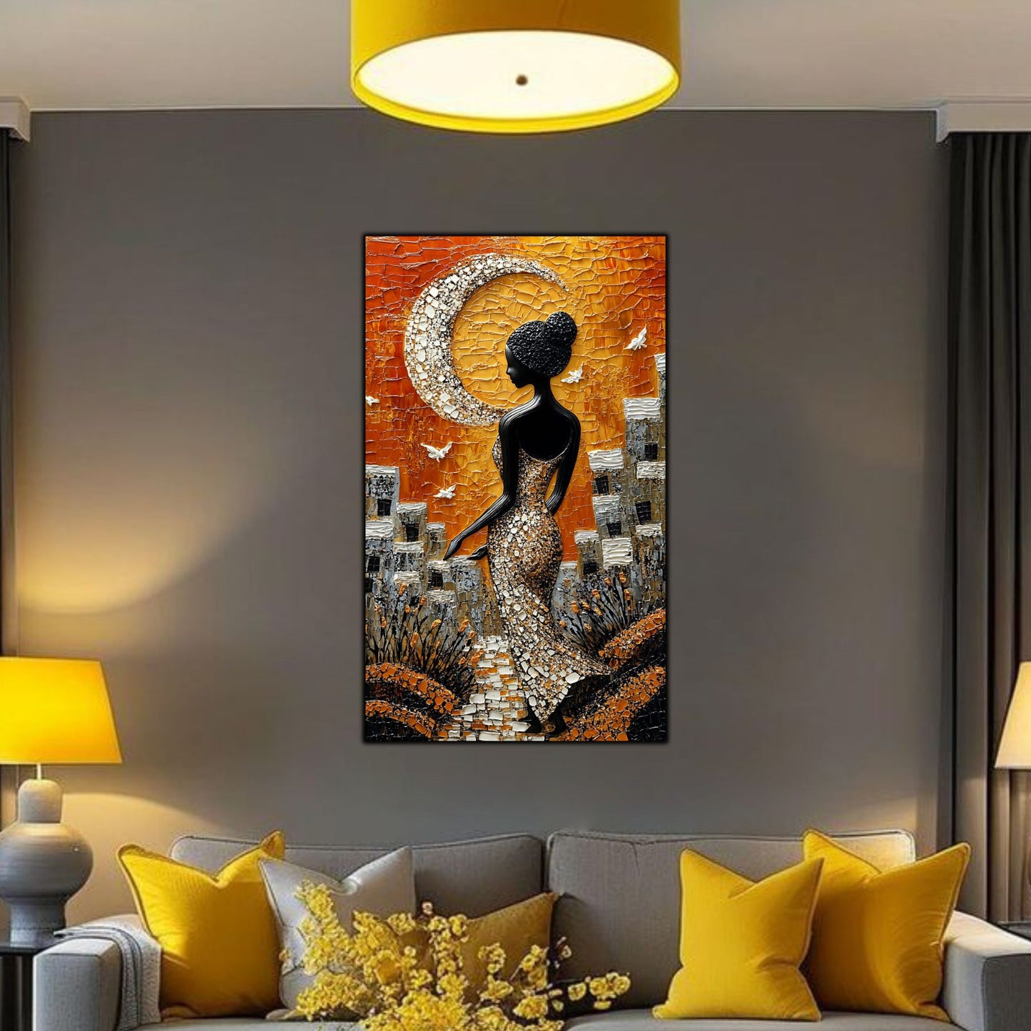 Tablou Decorativ Elegant din Sticla Securizata - 60x100 cm - Chromatic Vogue 02