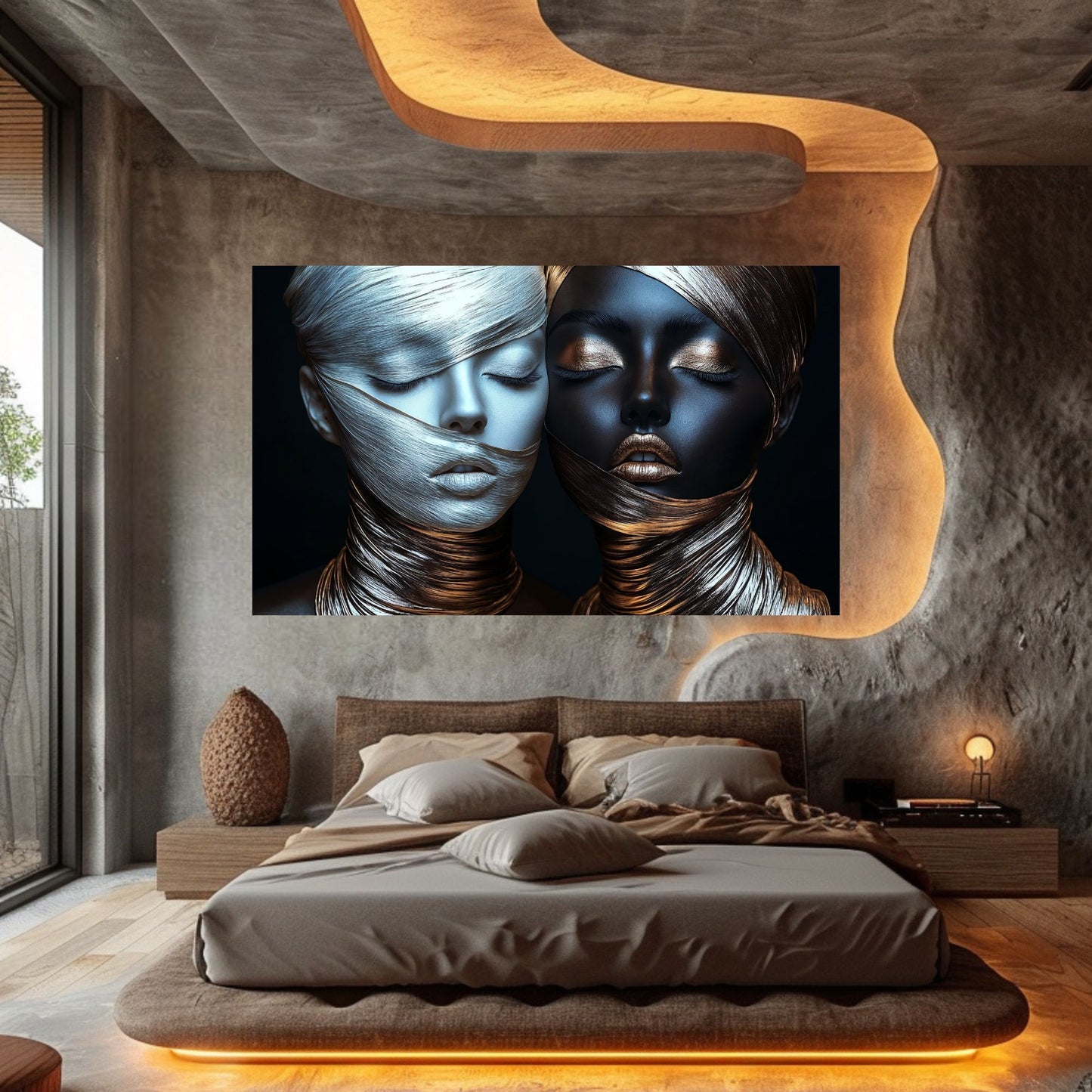 Tablou Decorativ pt Living - Print UV pe Sticla - „Silken Silence” - No08