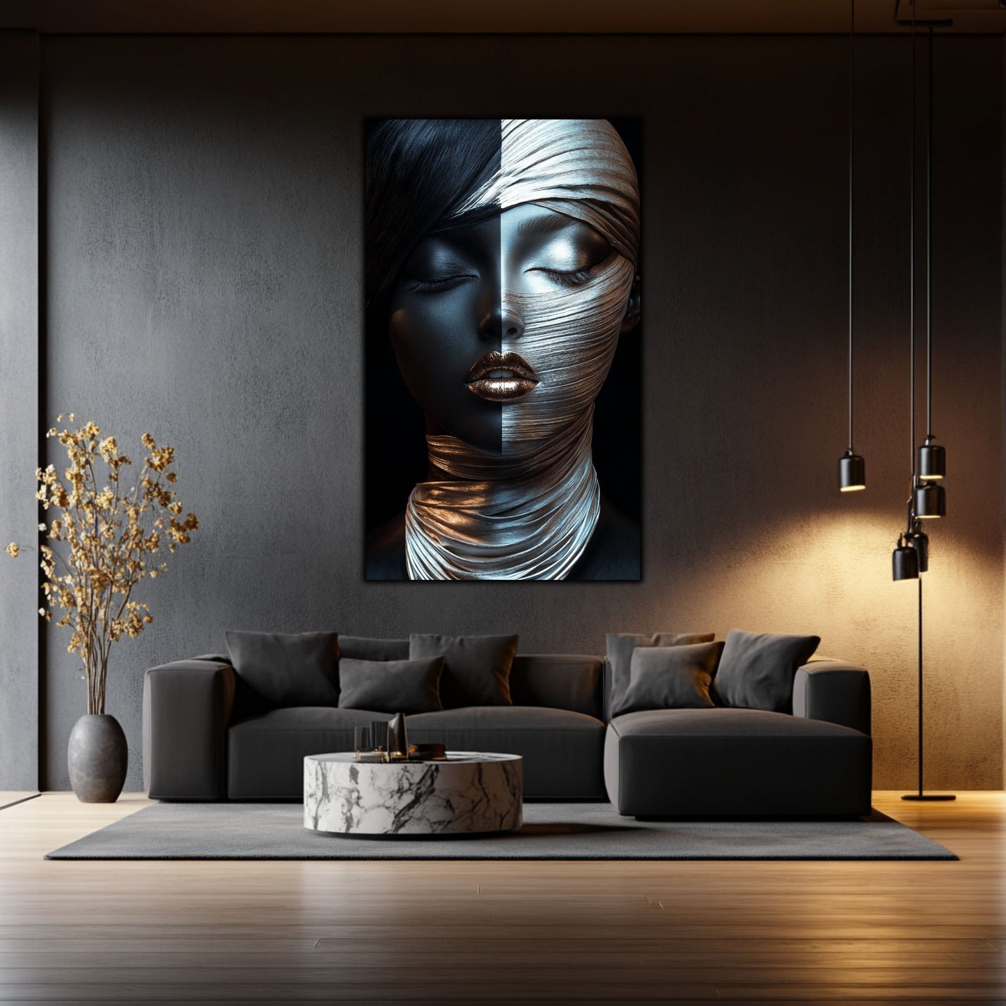 Tablou Decorativ pt Living - Print UV pe Sticla - „Silken Silence” - No04