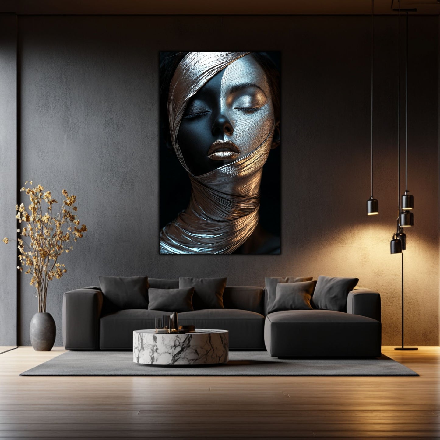 Tablou Decorativ pt Living - Print UV pe Sticla - „Silken Silence” - No02