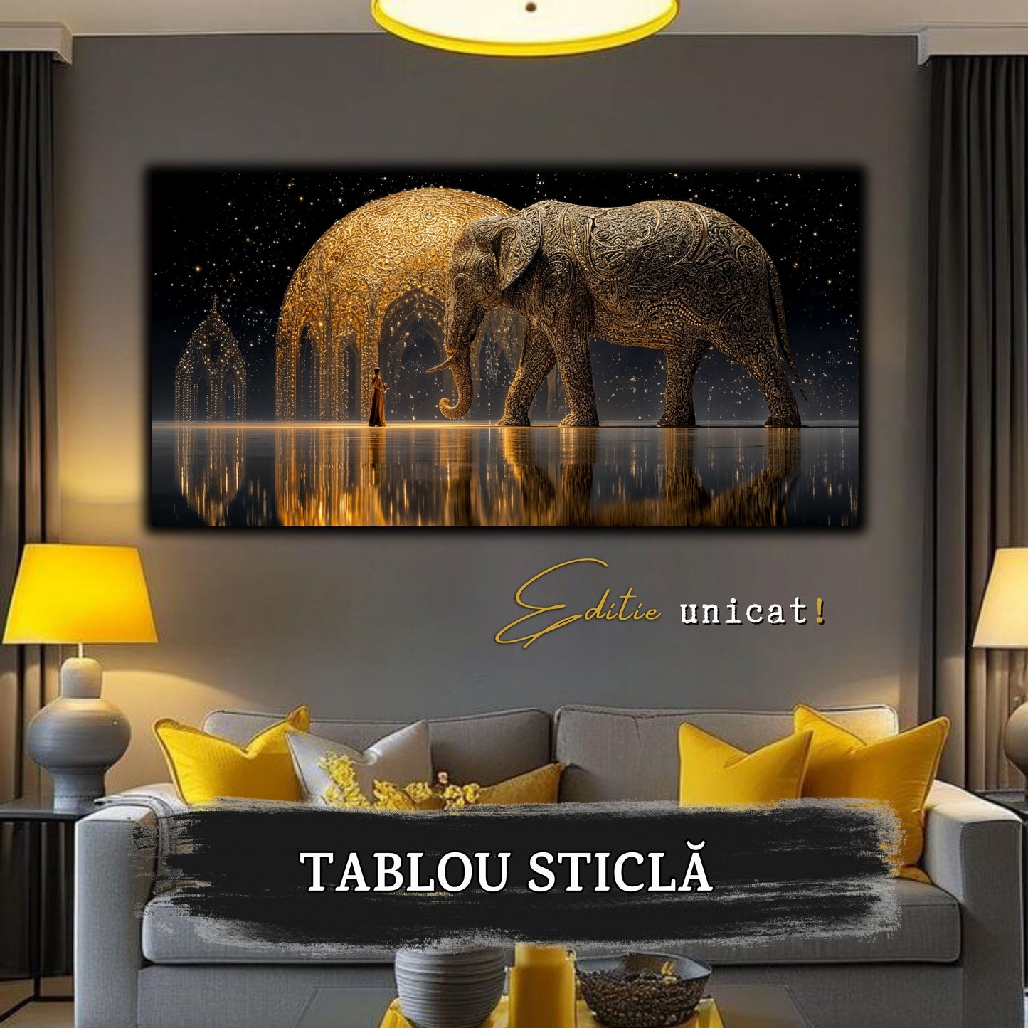 Echoes of Gold - Tablou Sticla - Unicat - no07