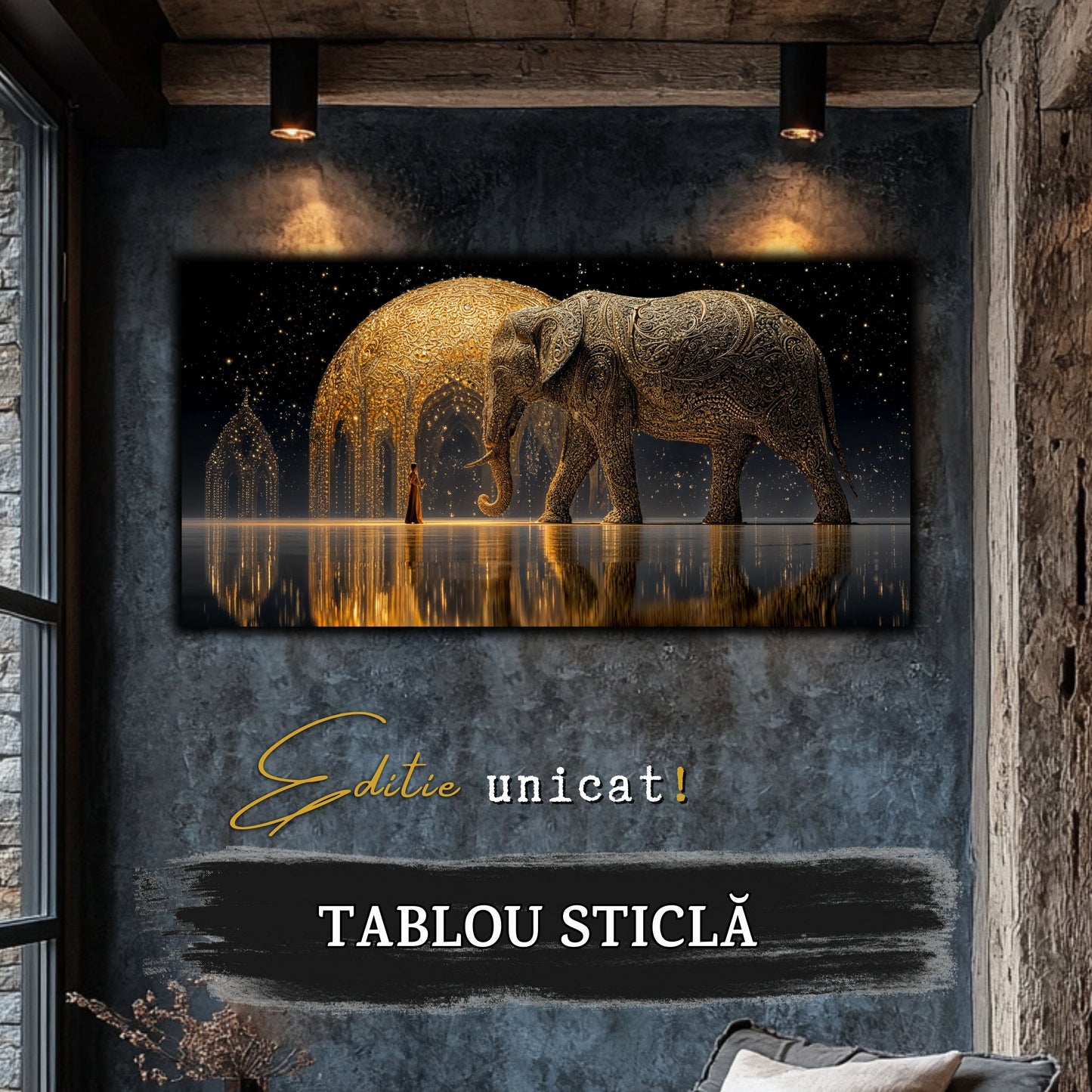 Echoes of Gold - Tablou Sticla - Unicat - no07
