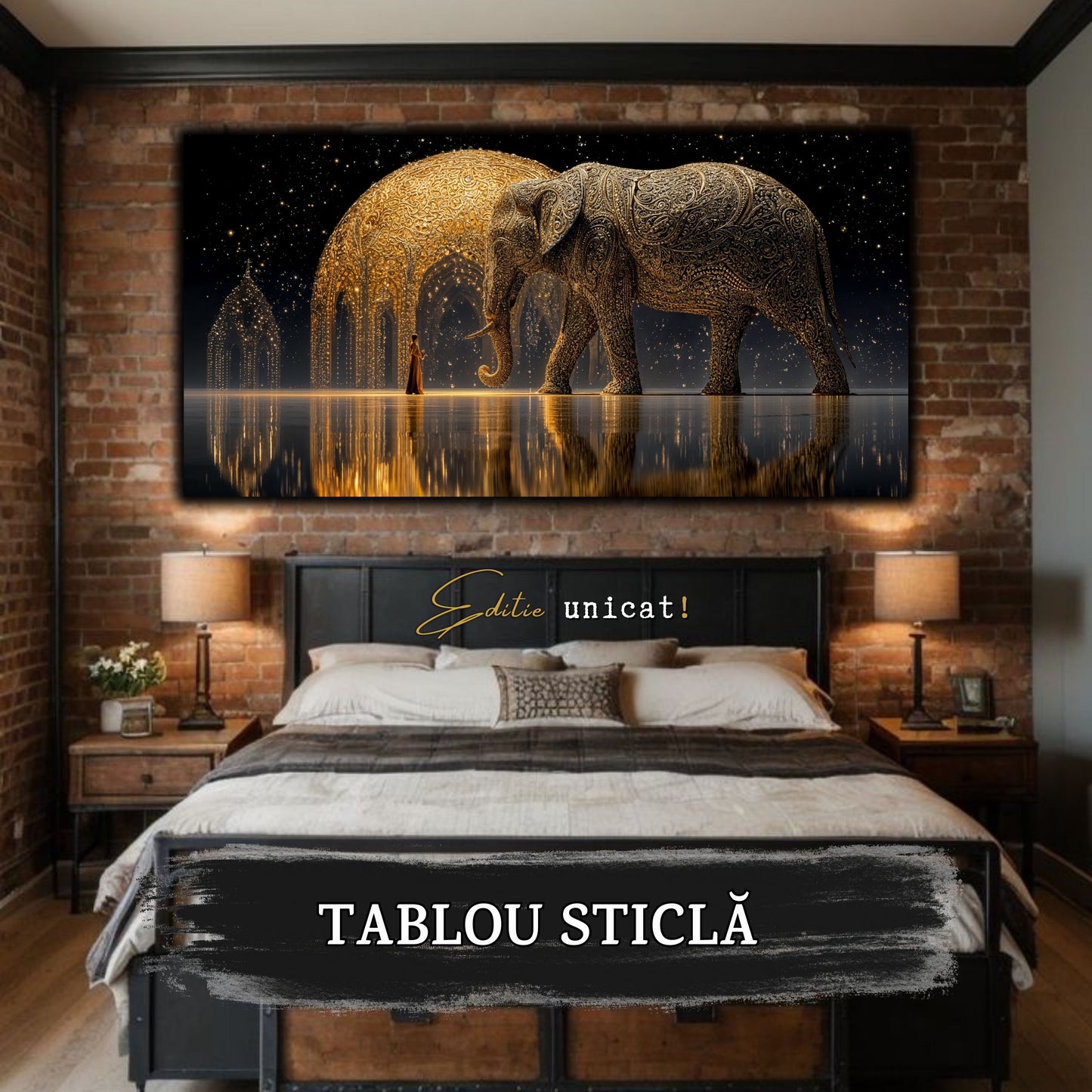 Echoes of Gold - Tablou Sticla - Unicat - no07