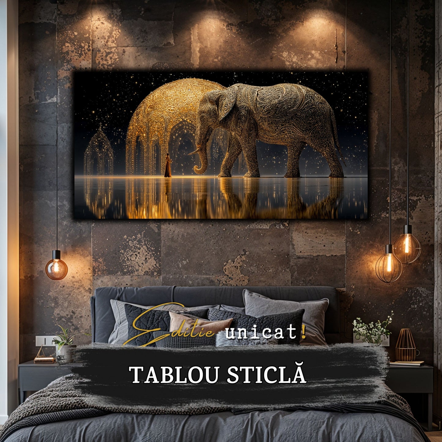 Echoes of Gold - Tablou Sticla - Unicat - no07