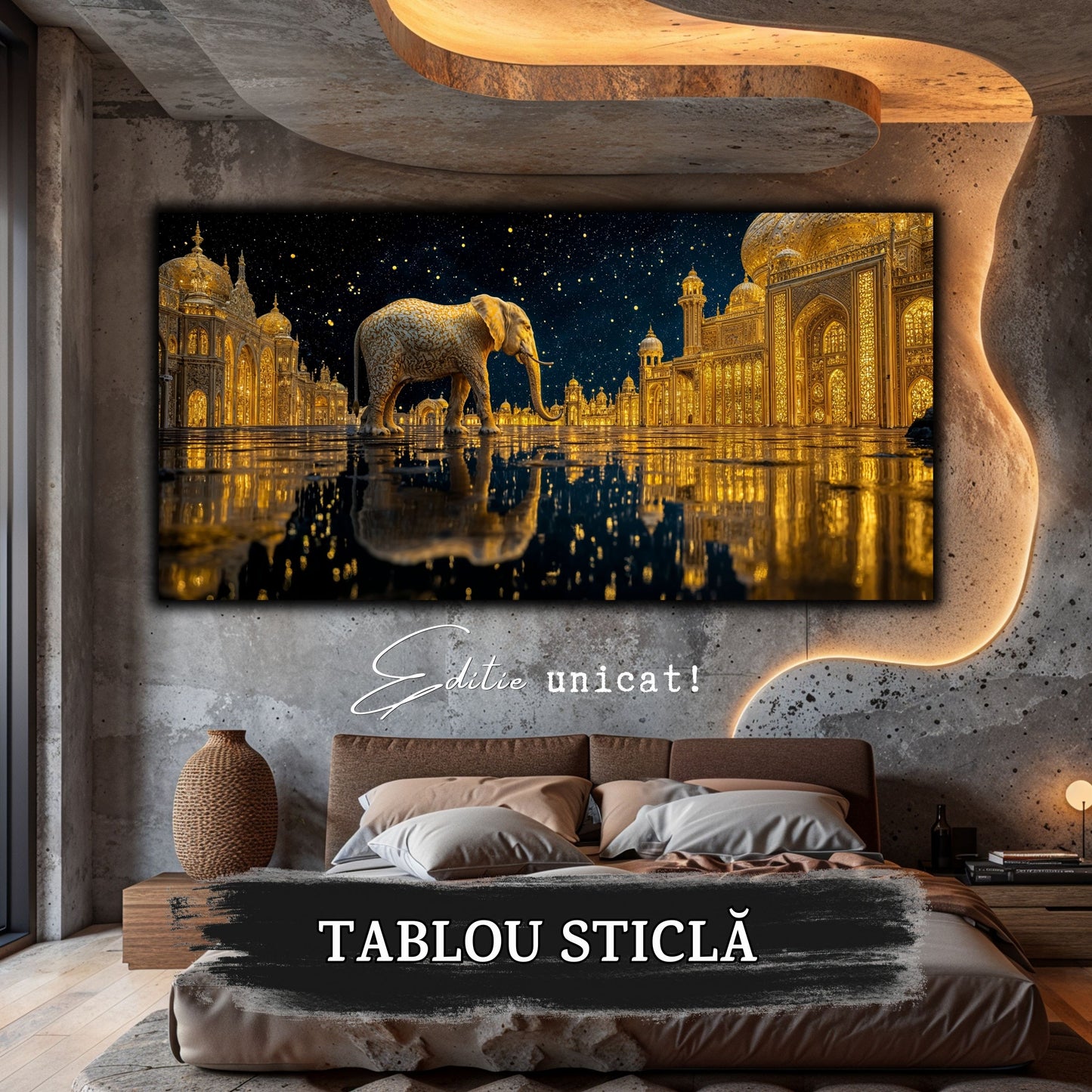 Echoes of Gold - Tablou Sticla - Unicat - no09