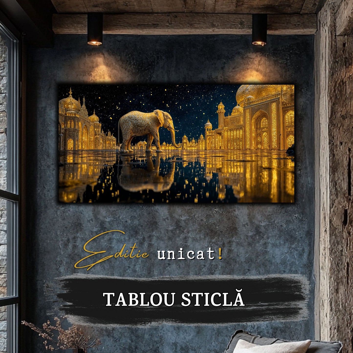 Echoes of Gold - Tablou Sticla - Unicat - no09