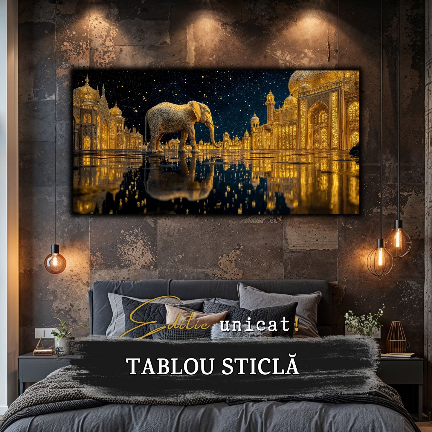 Echoes of Gold - Tablou Sticla - Unicat - no09
