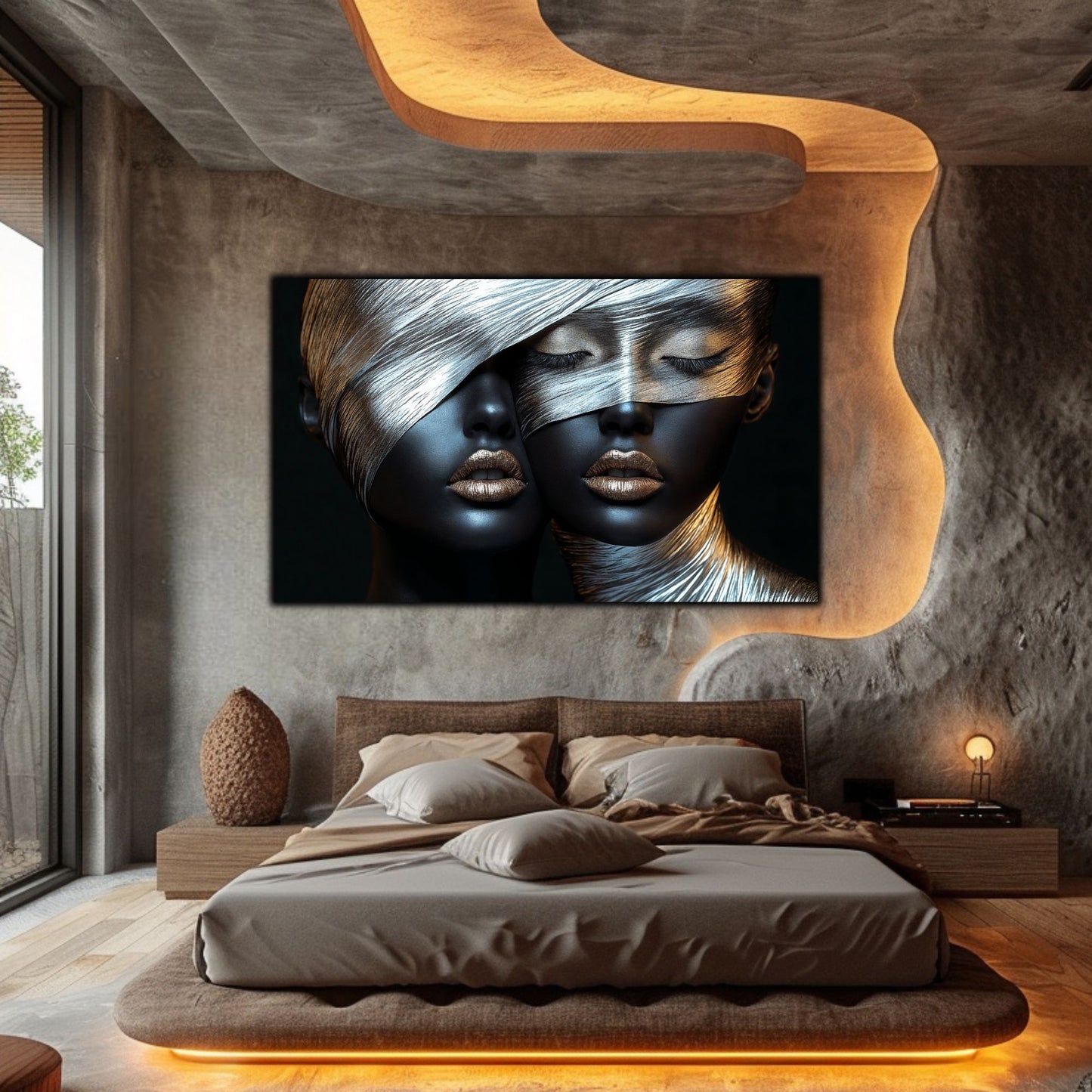 Tablou Decorativ pt Living - Print UV pe Sticla - „Silken Silence” - No09