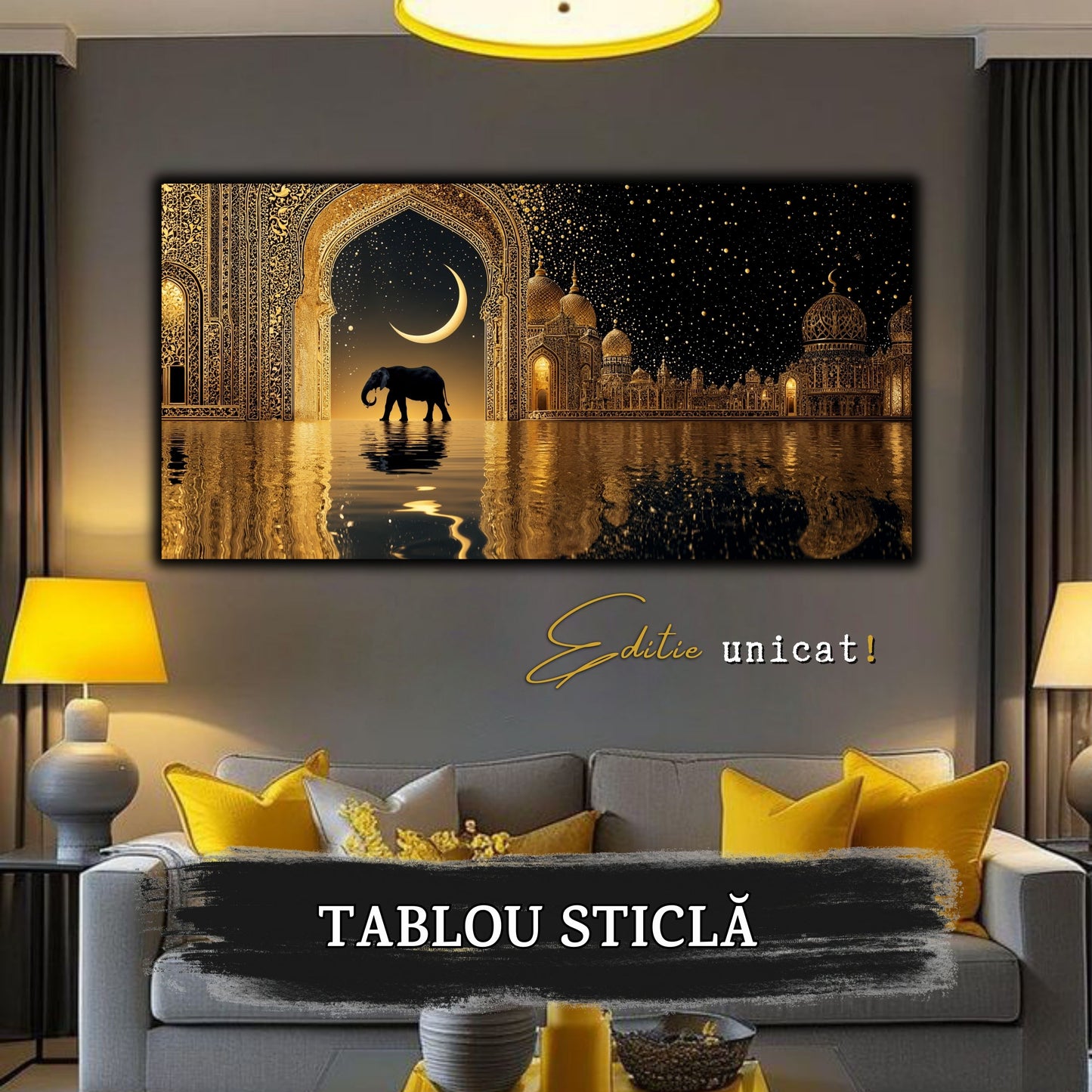 Echoes of Gold - Tablou Sticla - Unicat - no08