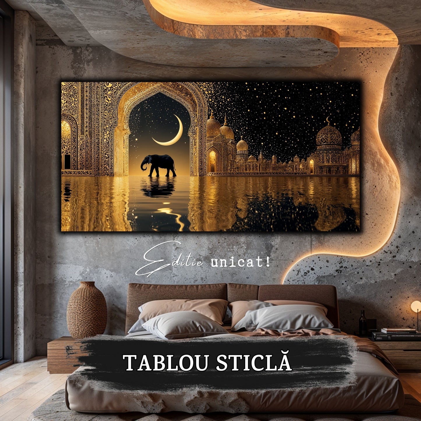 Echoes of Gold - Tablou Sticla - Unicat - no08