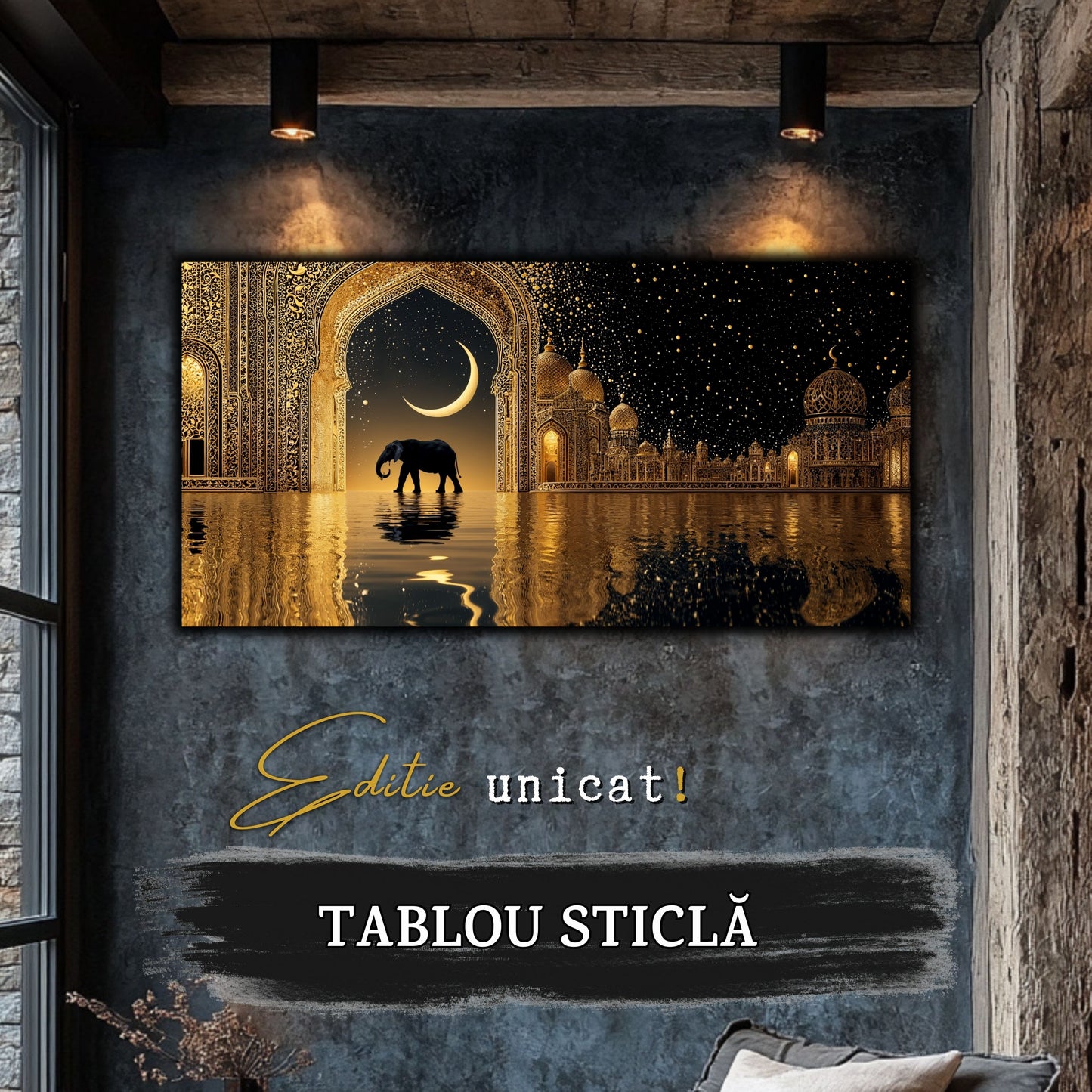 Echoes of Gold - Tablou Sticla - Unicat - no08