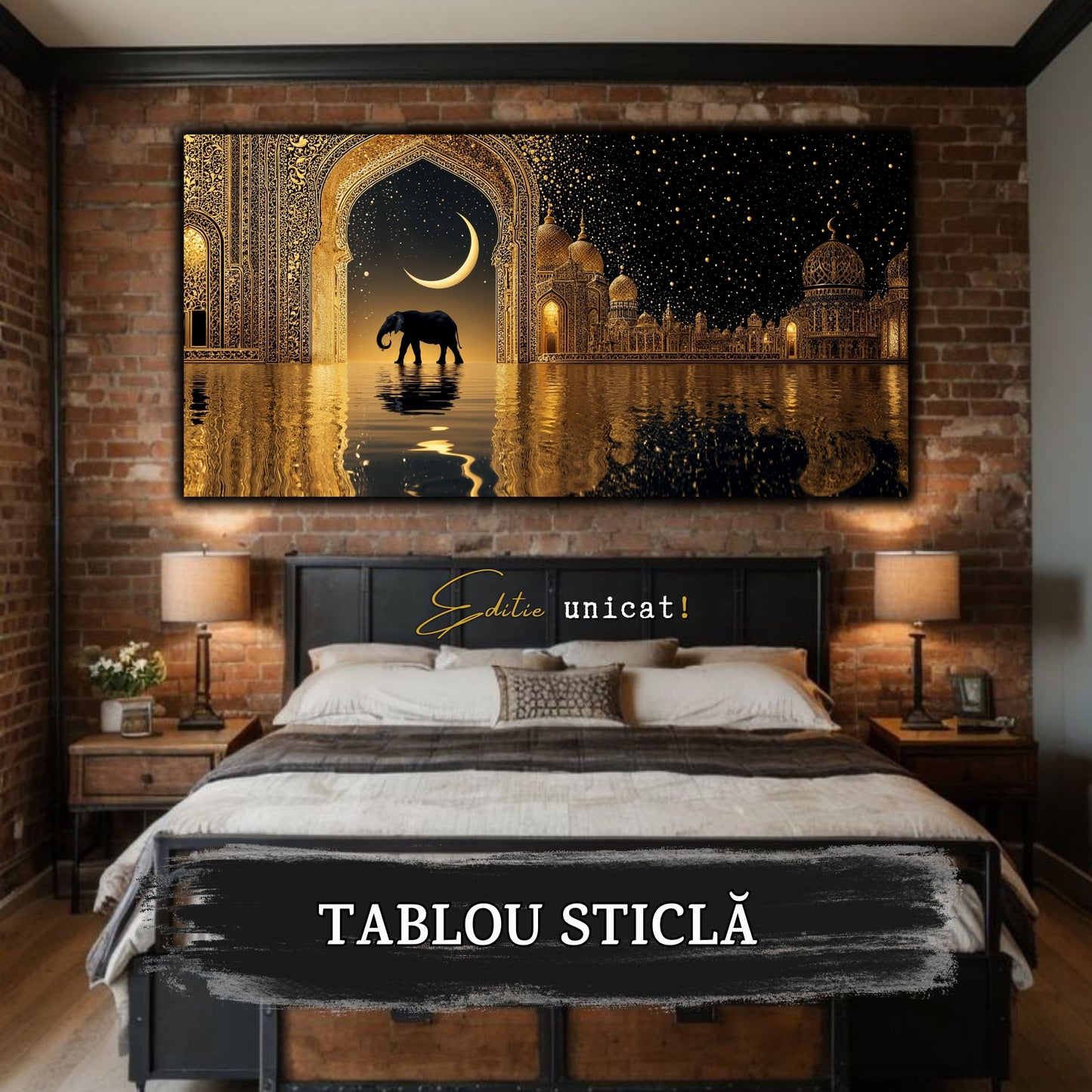 Echoes of Gold - Tablou Sticla - Unicat - no08