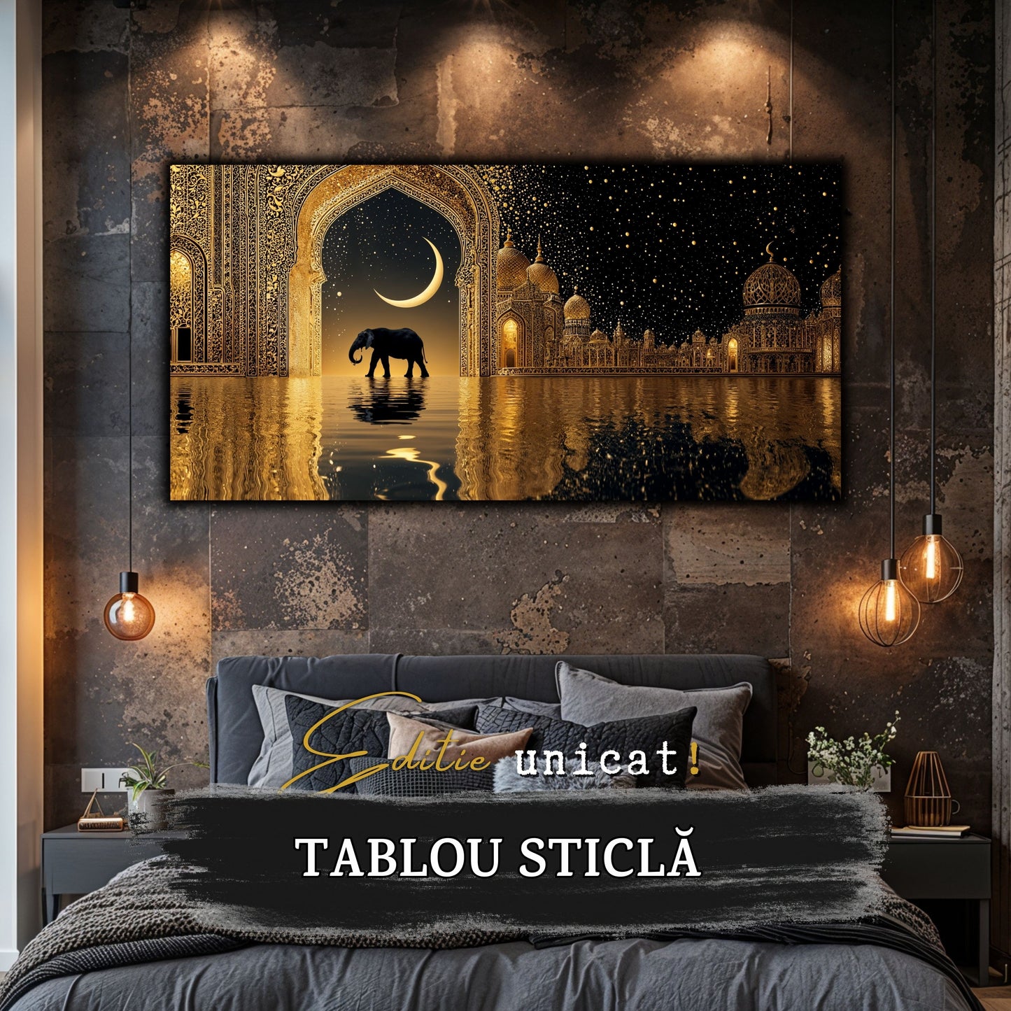 Echoes of Gold - Tablou Sticla - Unicat - no08