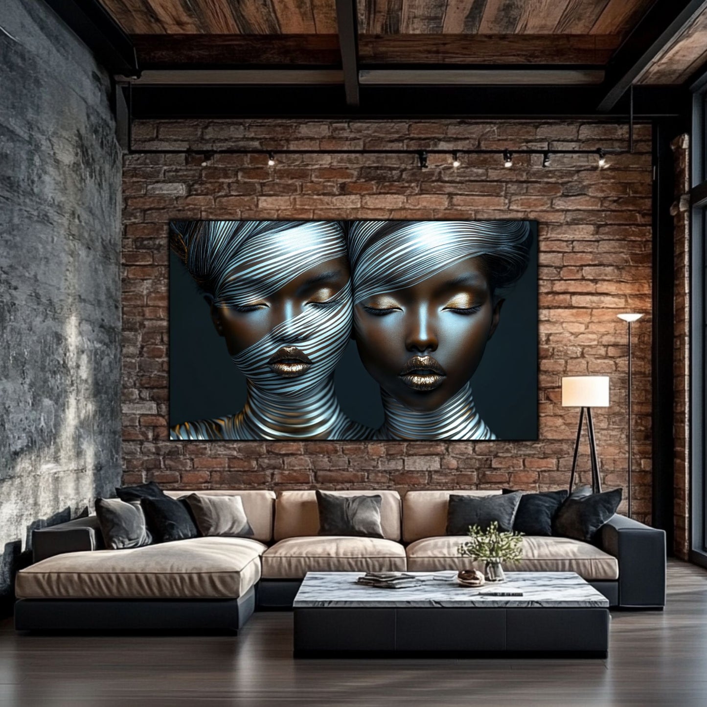Tablou Modern pt Decorul Livingului - Print UV pe Sticla - „Gemini Souls” - No01