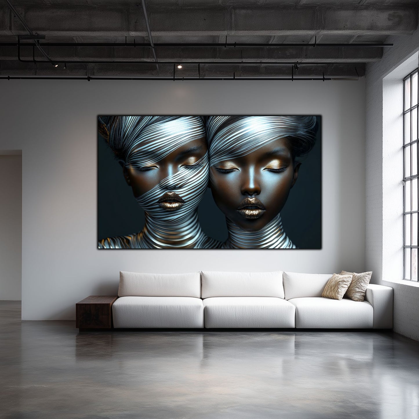 Tablou Modern pt Decorul Livingului - Print UV pe Sticla - „Gemini Souls” - No01