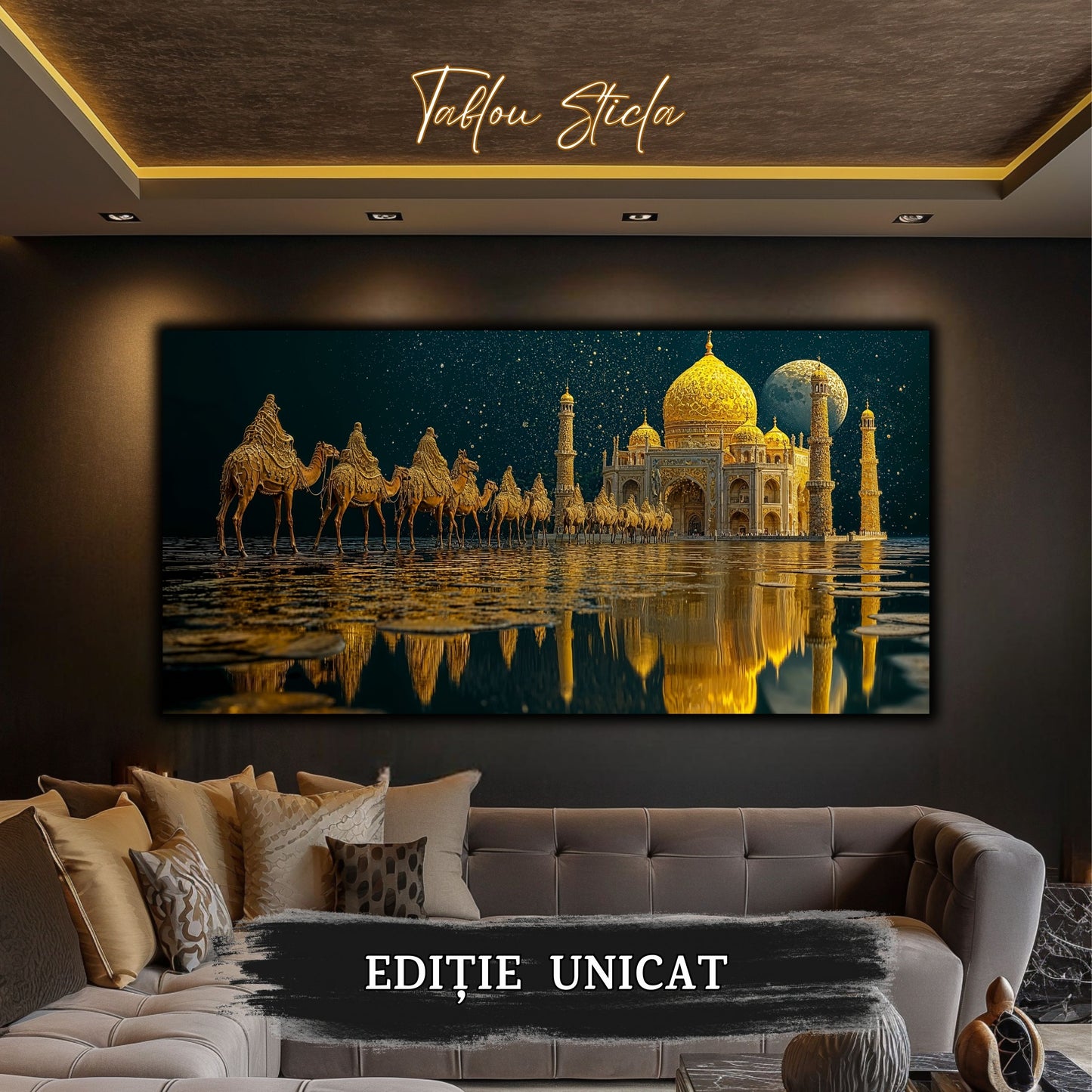 Echoes of Gold - Tablou Sticla - Unicat - no06