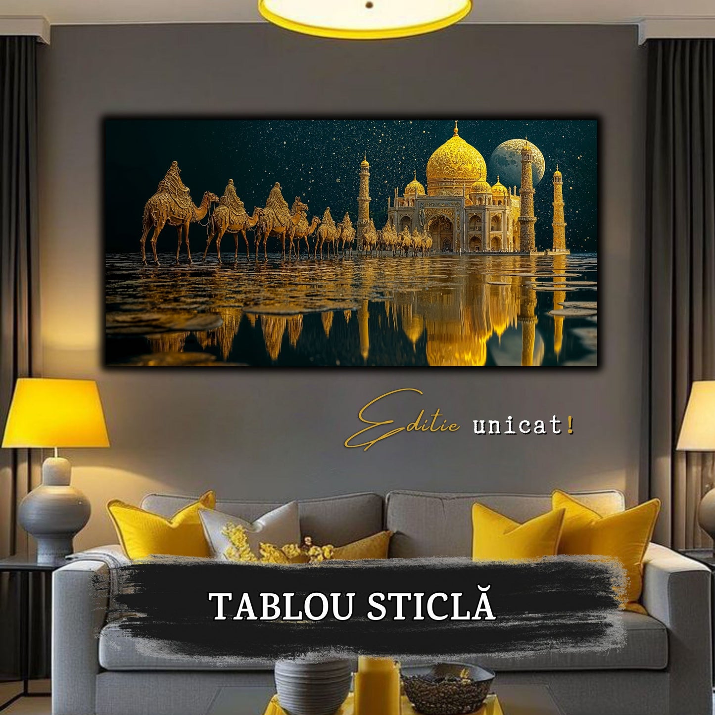 Echoes of Gold - Tablou Sticla - Unicat - no06