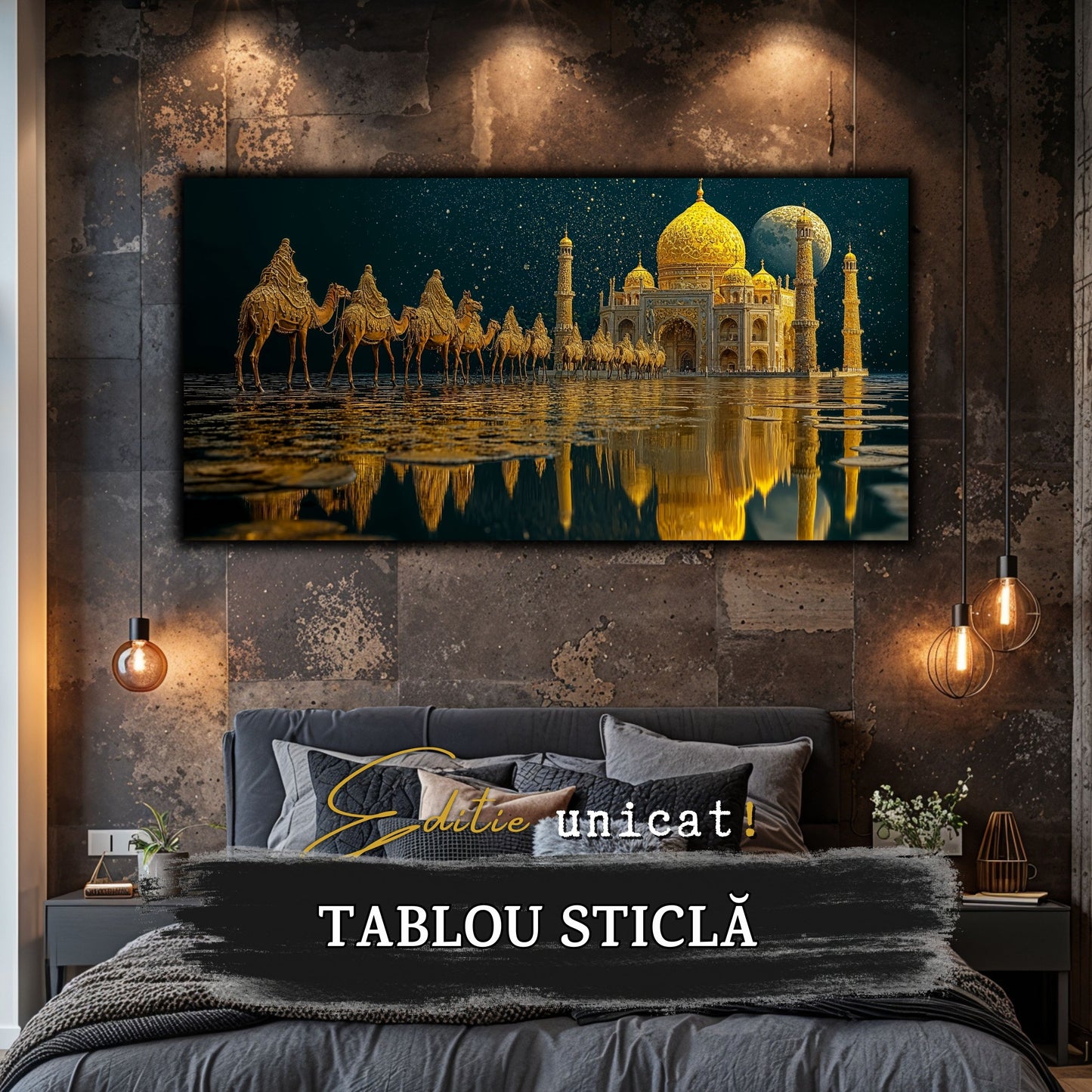 Echoes of Gold - Tablou Sticla - Unicat - no06