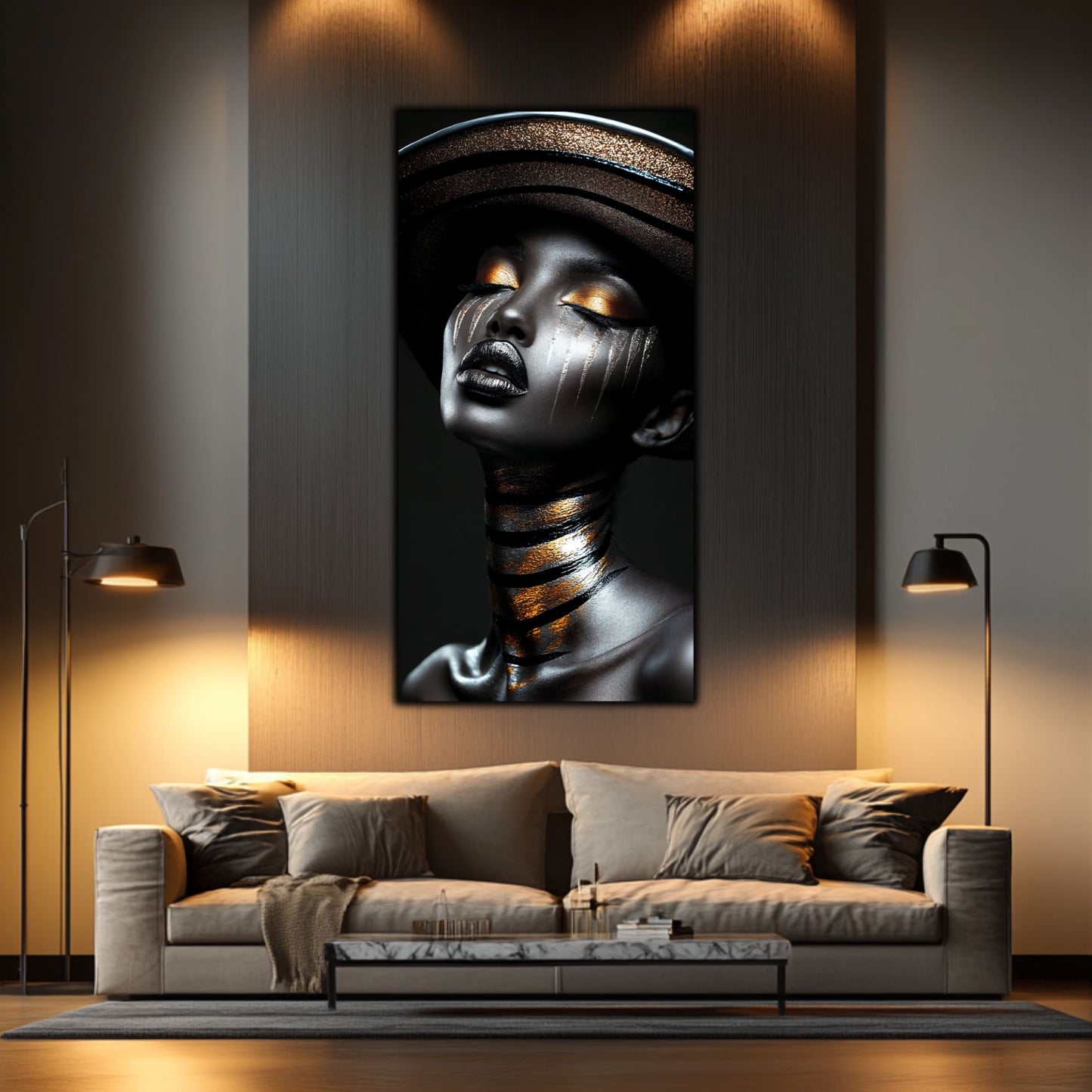 Dark Glow - Tablou elegant pe sticlă securizată pentru living modern