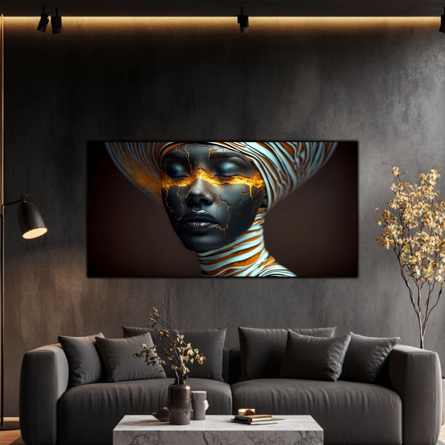Dark Glow - Tablou elegant pe sticlă securizată pentru living contemporan