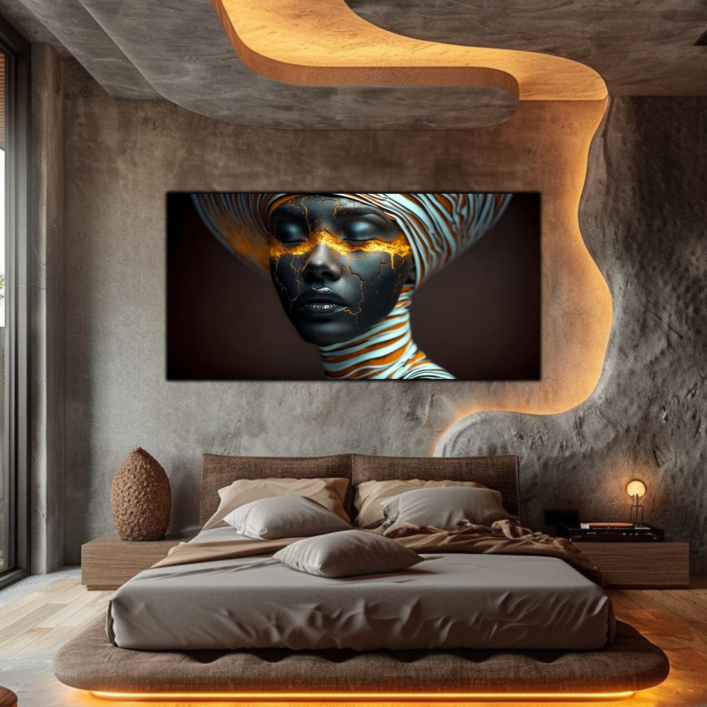 Dark Glow - Tablou elegant pe sticlă securizată pentru living contemporan
