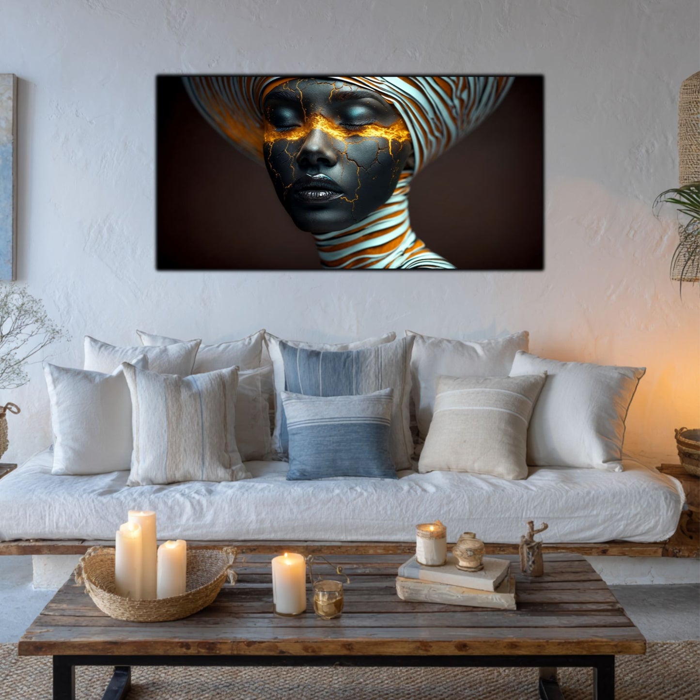 Dark Glow - Tablou elegant pe sticlă securizată pentru living contemporan