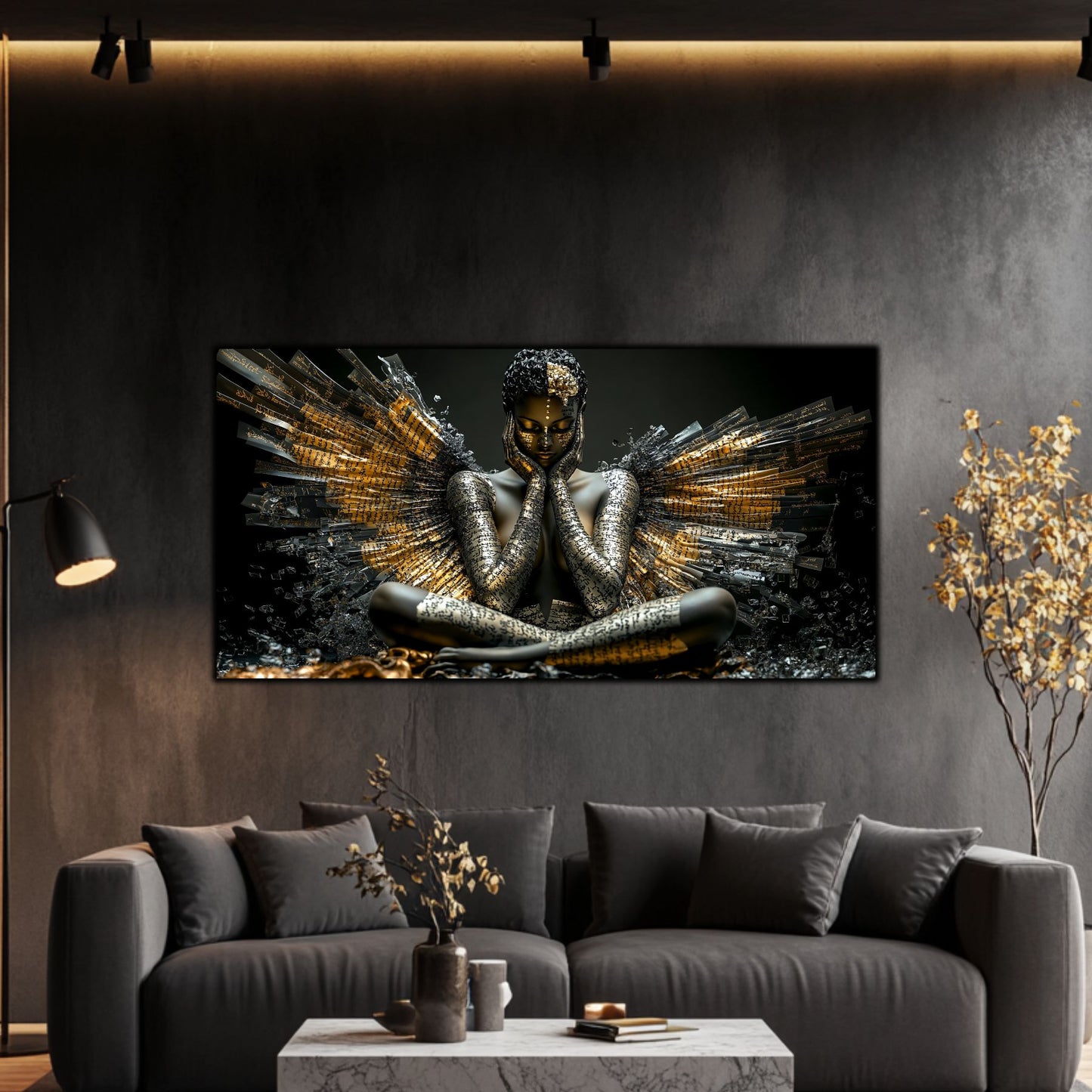 Dark Glow - Tablou elegant pe sticlă securizată pentru living contemporan