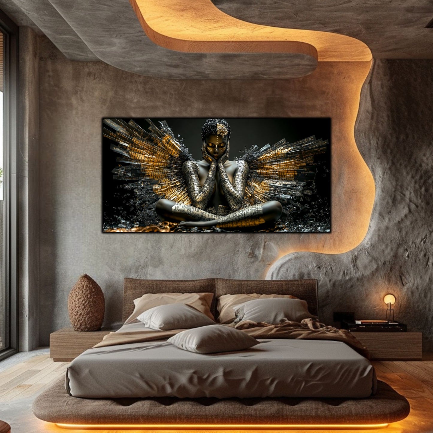 Dark Glow - Tablou elegant pe sticlă securizată pentru living contemporan