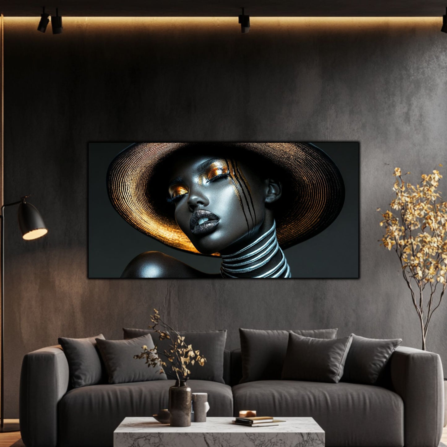 Dark Glow - Tablou elegant pe sticlă securizată pentru living contemporan