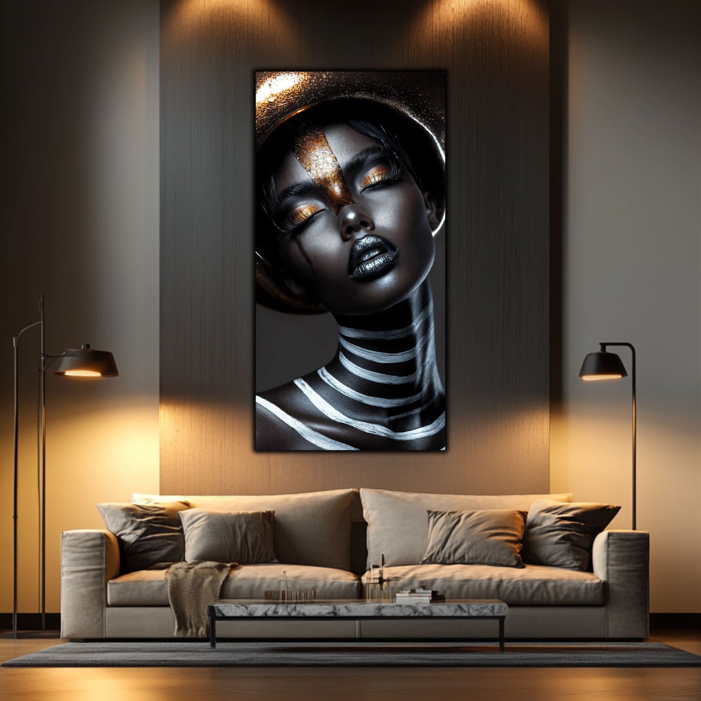 Dark Glow - Tablou elegant pe sticlă securizată pentru living modern