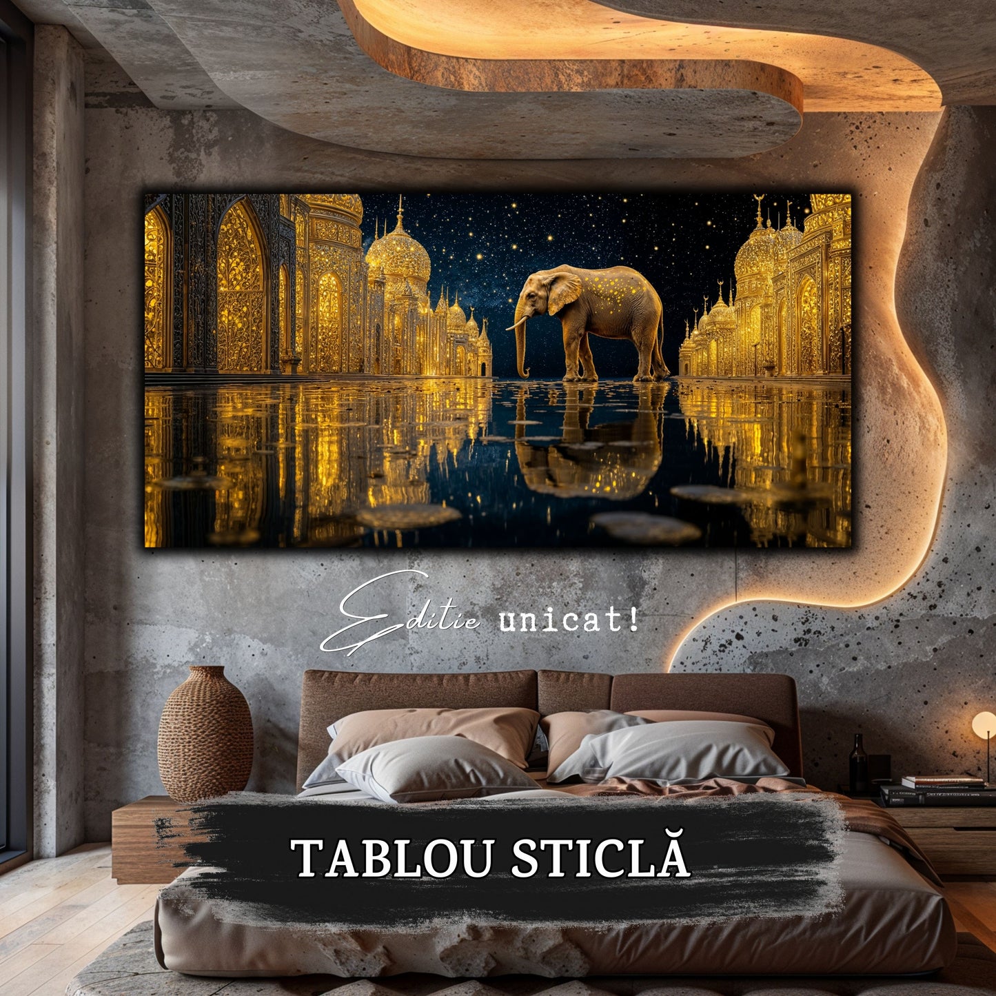 Echoes of Gold - Tablou Sticla - Unicat - no05
