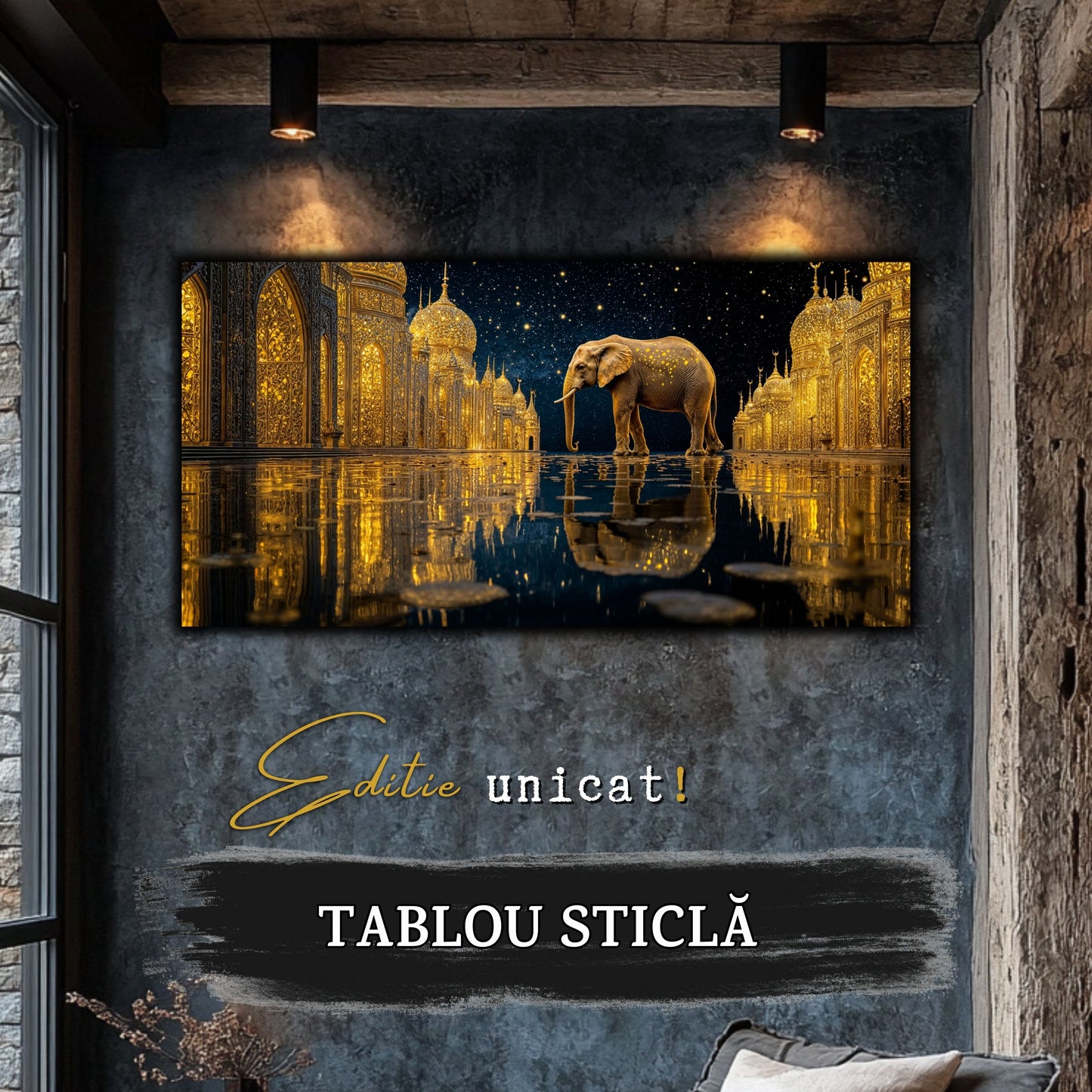 Echoes of Gold - Tablou Sticla - Unicat - no05