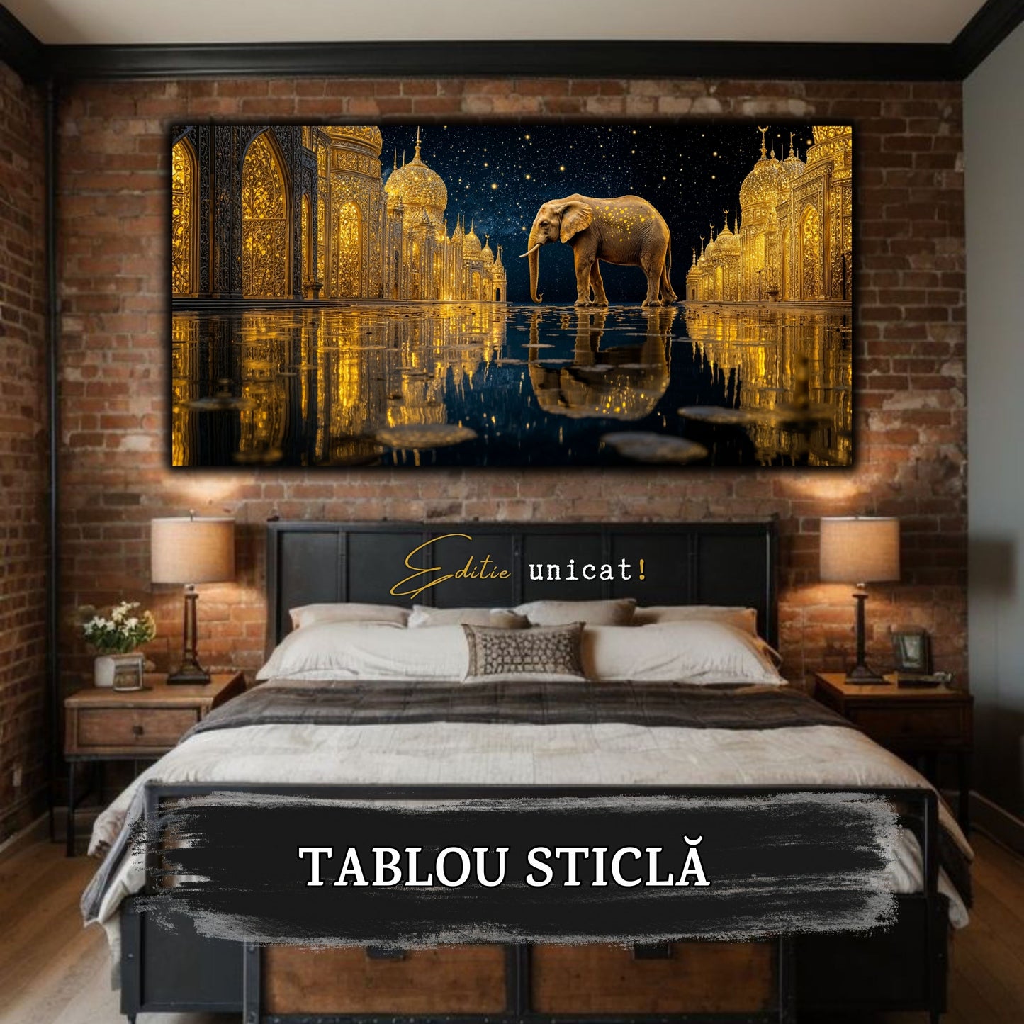 Echoes of Gold - Tablou Sticla - Unicat - no05