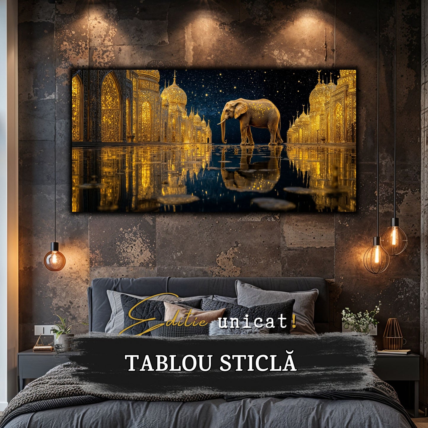 Echoes of Gold - Tablou Sticla - Unicat - no05