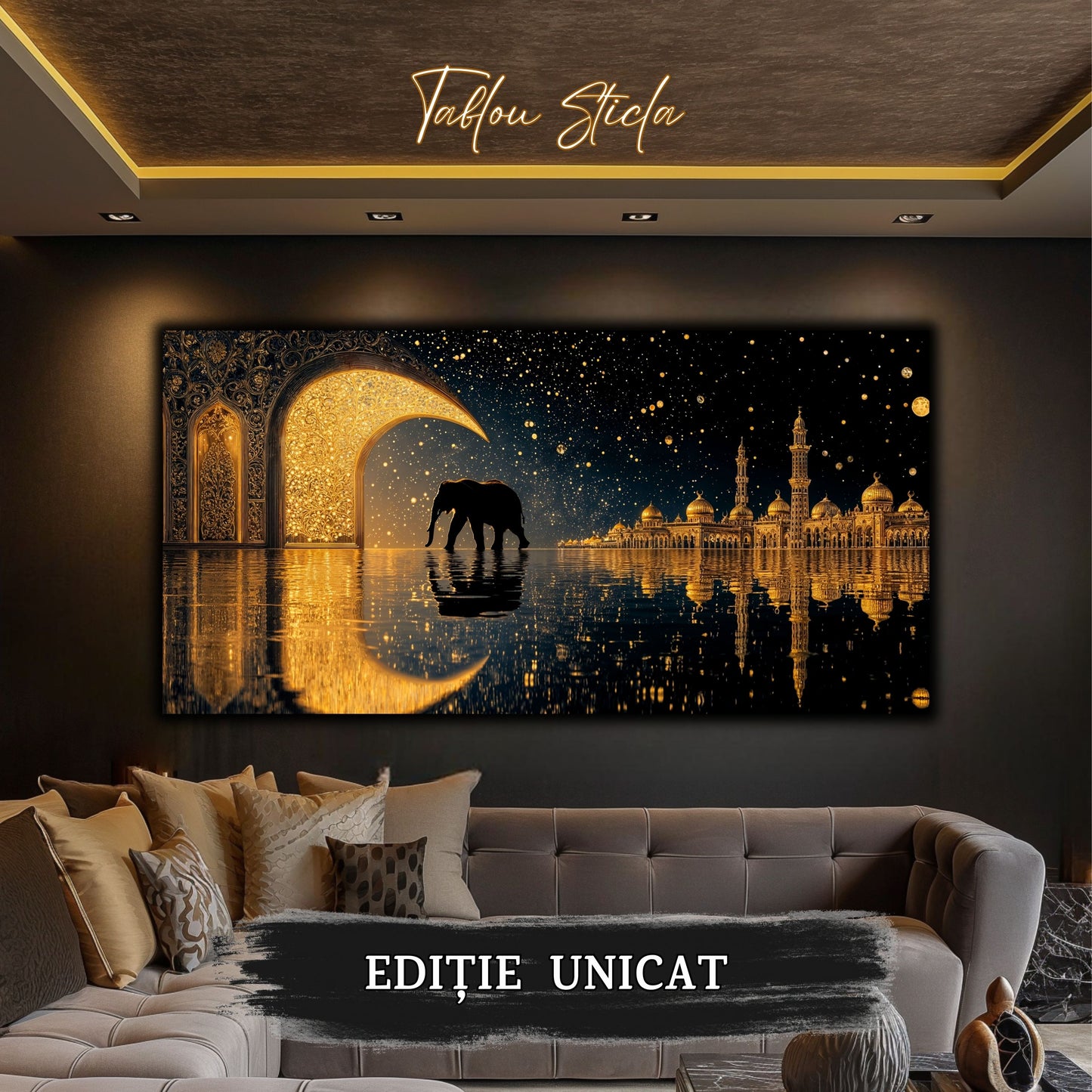 Echoes of Gold - Tablou Sticla - Unicat - no04