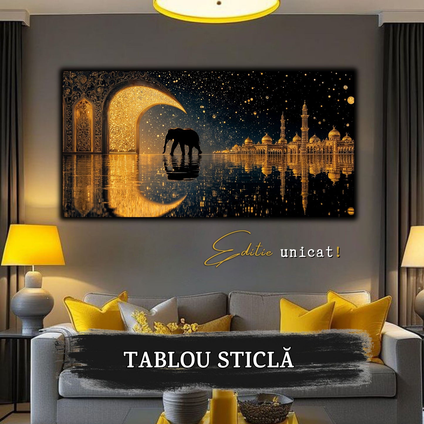 Echoes of Gold - Tablou Sticla - Unicat - no04