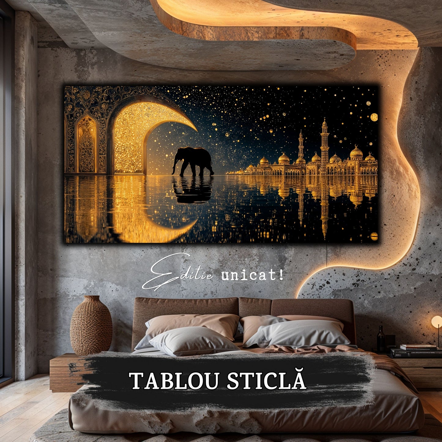 Echoes of Gold - Tablou Sticla - Unicat - no04