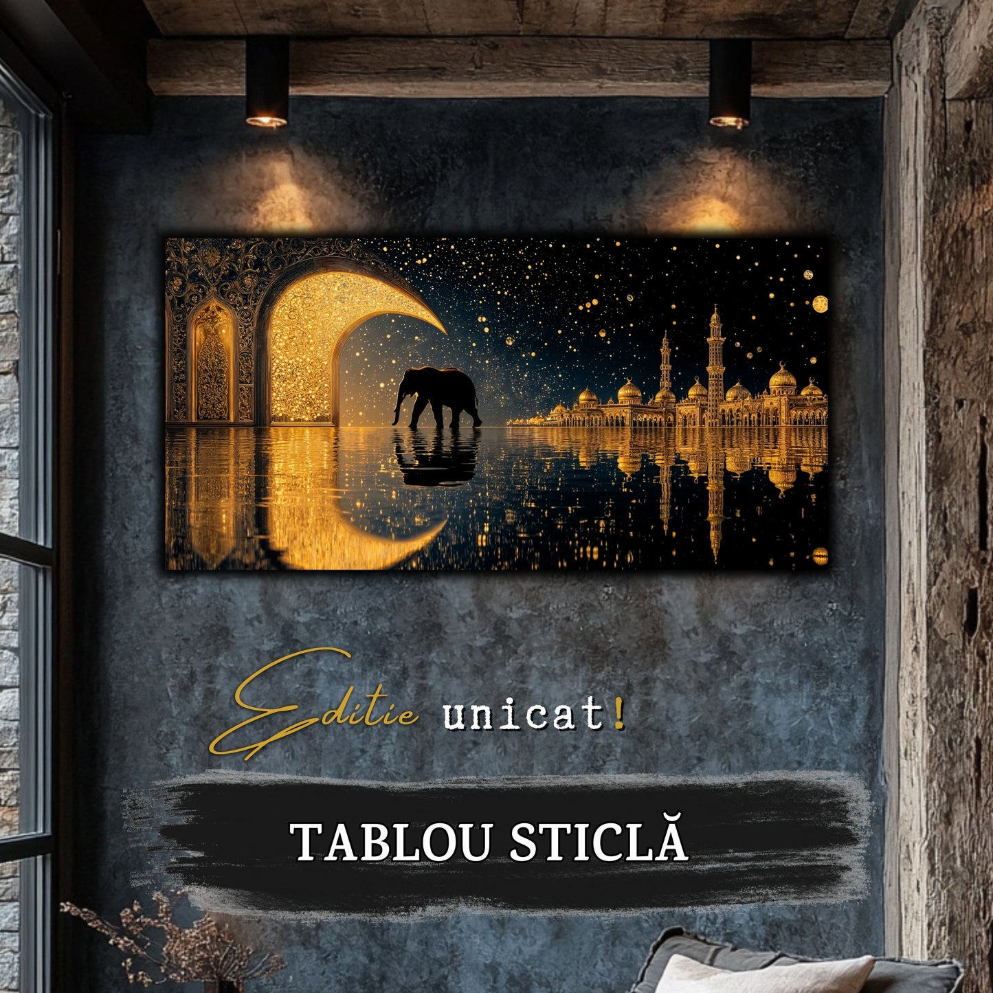 Echoes of Gold - Tablou Sticla - Unicat - no04