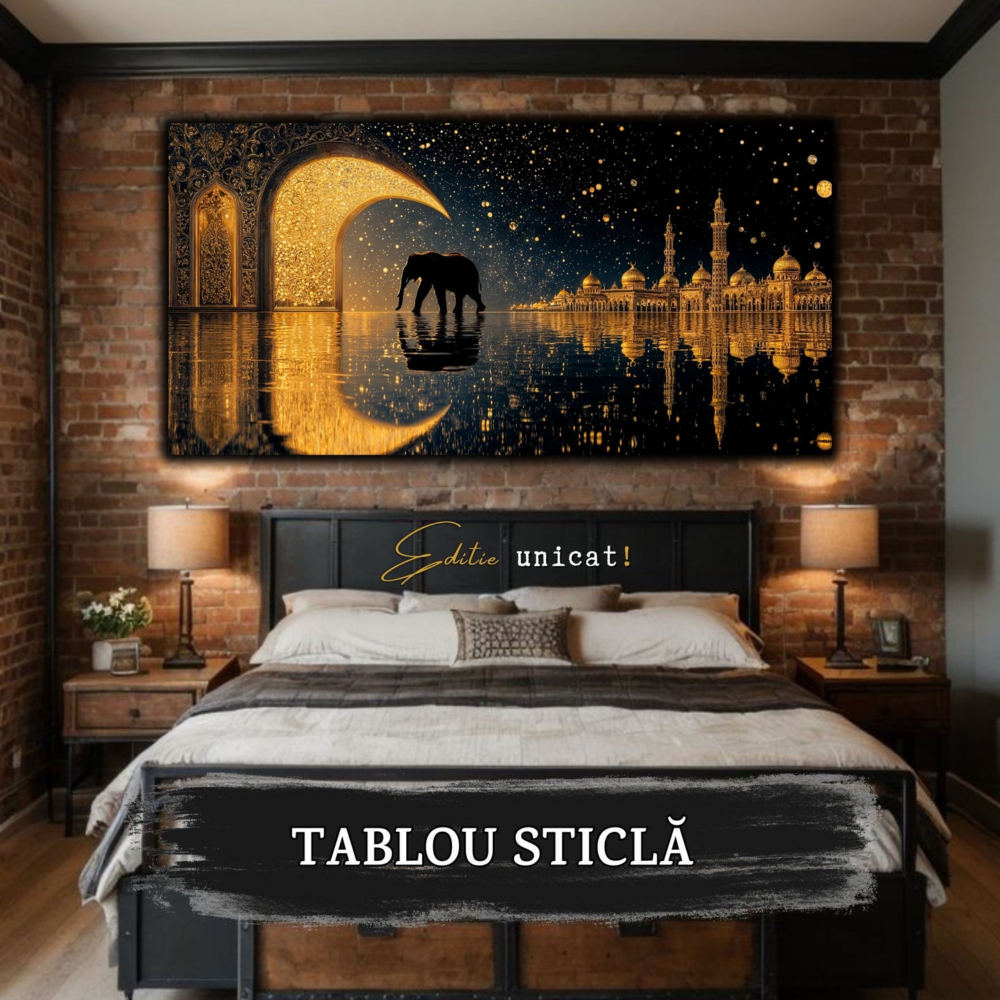 Echoes of Gold - Tablou Sticla - Unicat - no04